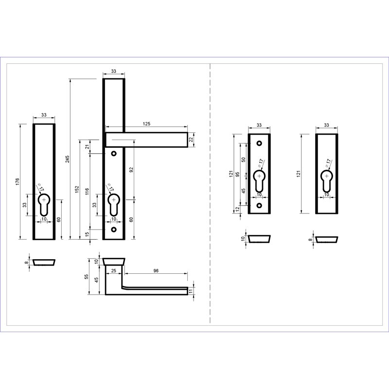 KOMPLET ALUBRASS OKUĆ Z ROZETAMI THEO SLIM F9 92MM - TYTAN KOMPLET ALUBRASS OKUĆ Z ROZETAMI THEO SLIM F9 92MM - TYTAN