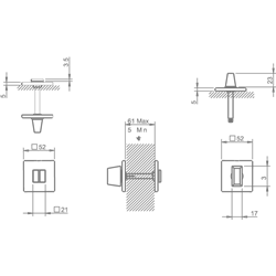 ROZETA NA WC TUPAI 4040 5SQ-185 4MM/60MM SUROWY MOSIĄDZ