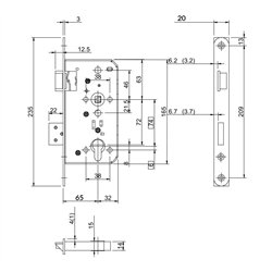 ZAMEK WILKA FUNKCJA E / D 65 / P20X3X235 MM / L STAL NIERDZEWNA ZAMEK WILKA FUNKCJA E / D 65 / P20X3X235 MM / L STAL NIERDZEWNA