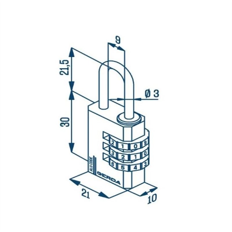 KŁÓDKA GERDA ALU CODE KAS S20 BLUE ALUMINIOWA SZYFROWA 3 DYSKI KŁÓDKA GERDA ALU CODE KAS S20 BLUE ALUMINIOWA SZYFROWA 3 DYSKI