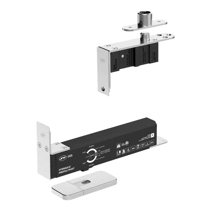 ZAWIAS HYDRAULICZNY PIVOT 100 EDGE PROFILE, DO 100 KG, PRZYTRZYMANIE OTWARCIA, SREBRNY JNF ZAWIAS HYDRAULICZNY PIVOT 100 EDGE PROFILE, DO 100 KG, PRZYTRZYMANIE OTWARCIA, SREBRNY JNF