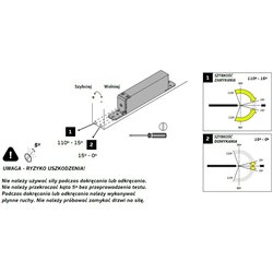 ZAWIAS HYDRAULICZNY PIVOT 100 PLUS PROFILE, DO 100 KG, PRZYTRZYMANIE OTWARCIA, SREBRNY JNF