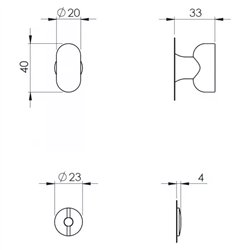 BLOKADA WC NUDA PURE/WIND (GRUBOŚĆ DRZWI 40-60mm, OTW&Oacute;R MAX. fi 20mm) CHROMOWANA MATOWA VERUM
