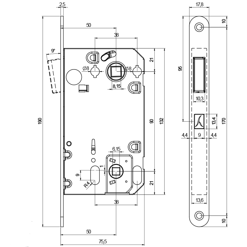 ZAMEK MAGNETYCZNY BONAITI TWIN NG WC 6MM CHROM POLEROWANY ZAMEK MAGNETYCZNY BONAITI TWIN NG WC 6MM CHROM POLEROWANY