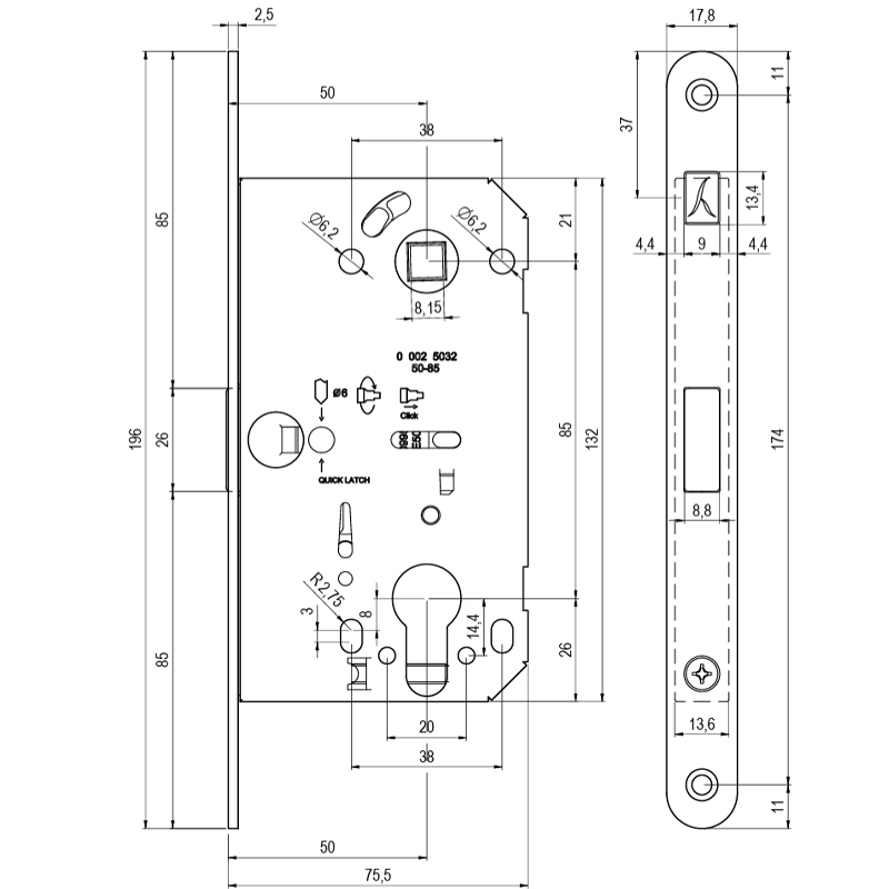 ZAMEK MAGNETYCZNY BONAITI FORTY NG WKŁADKA CZARNY CZOŁO 196MM ZAMEK MAGNETYCZNY BONAITI FORTY NG WKŁADKA CZARNY CZOŁO 196MM