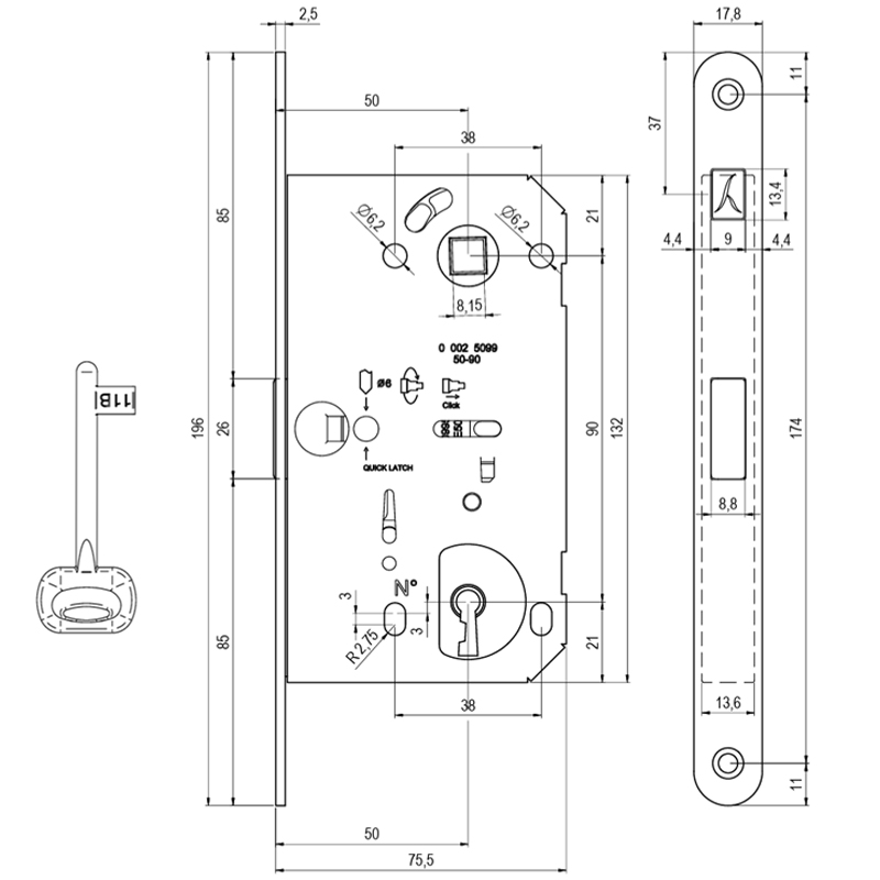 ZAMEK MAGNETYCZNY BONAITI FORTY NG KLUCZ CZARNY CZOŁO 196MM ZAMEK MAGNETYCZNY BONAITI FORTY NG KLUCZ CZARNY CZOŁO 196MM