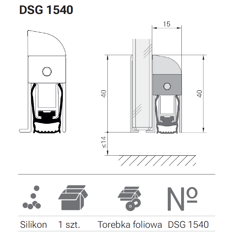USZCZELKA OPADAJĄCA DEVENTER DSG 1540-1084 BLK USZCZELKA OPADAJĄCA DEVENTER DSG 1540-1084 BLK
