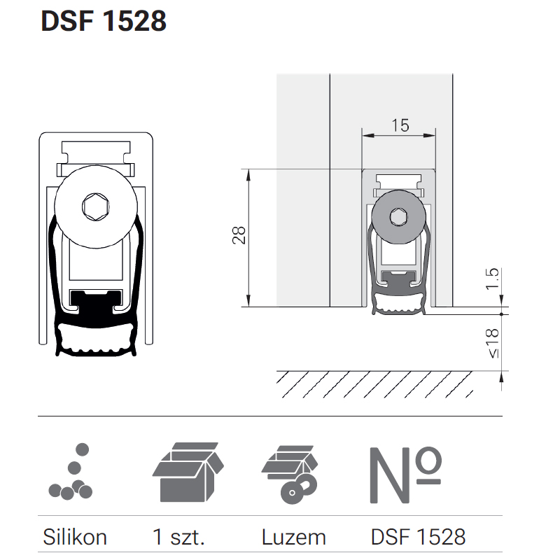 USZCZELKA OPADAJĄCA DEVENTER DSF 1528- 830 ZE ŚRUBAMI USZCZELKA OPADAJĄCA DEVENTER DSF 1528- 830 ZE ŚRUBAMI