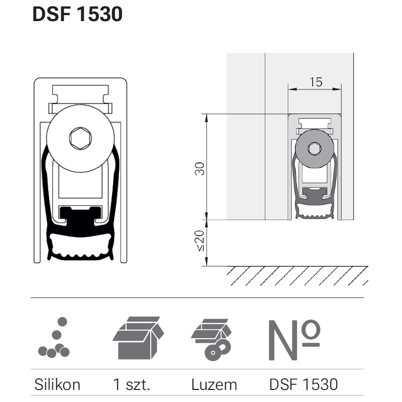 USZCZELKA OPADAJĄCA DEVENTER DSF 1530- 959 ZE ŚRUBAMI