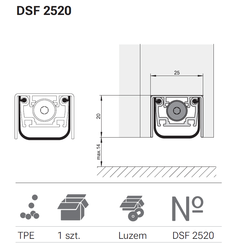 USZCZELKA OPADAJĄCA DEVENTER DSF 2520-1030 ZE ŚRUBAMI