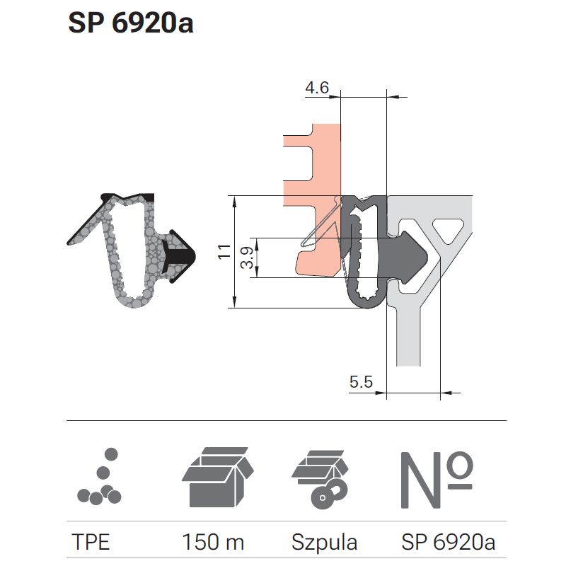 USZCZELKA DEVENTER SP 6920A CZARNA