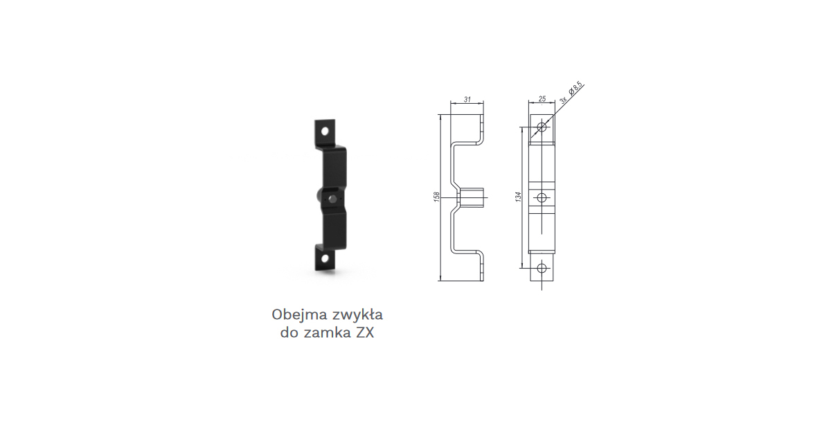 Obejma Rygli Zwykła Do Zamka Gerda Tytan Zx Czarna