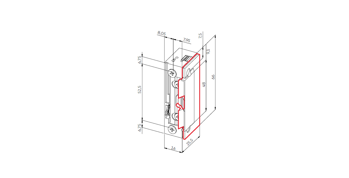 Elektrozaczep Dormakaba Basic Xs E, 12-24V Ac/Dc, (Nc) Z Odblokowaniem I Wyślizgiem Easy Adapt