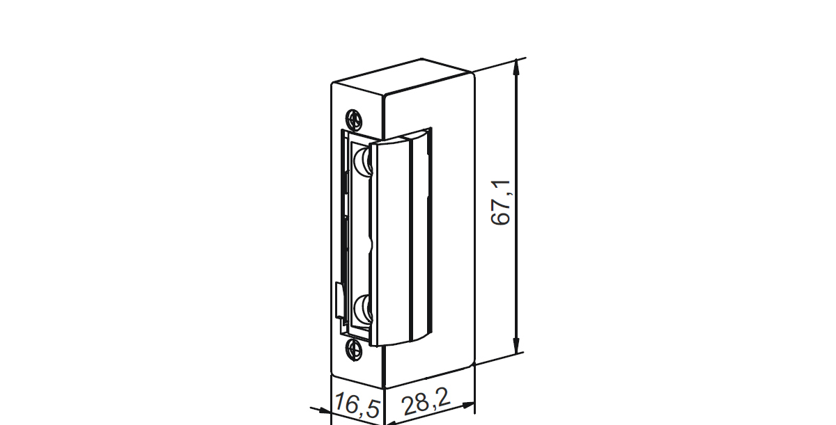 Elektrozaczep Dormakaba Des 7 Slim, 24V Dc, ( No ) Rewersyjny Symetryczny 16,5X67,1 Mm