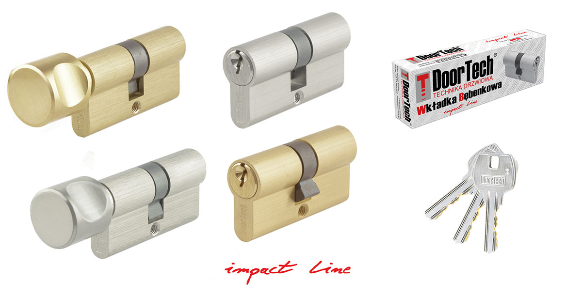 Wkładka Doortech Impact Line 30/40 Mosiądz Satyna