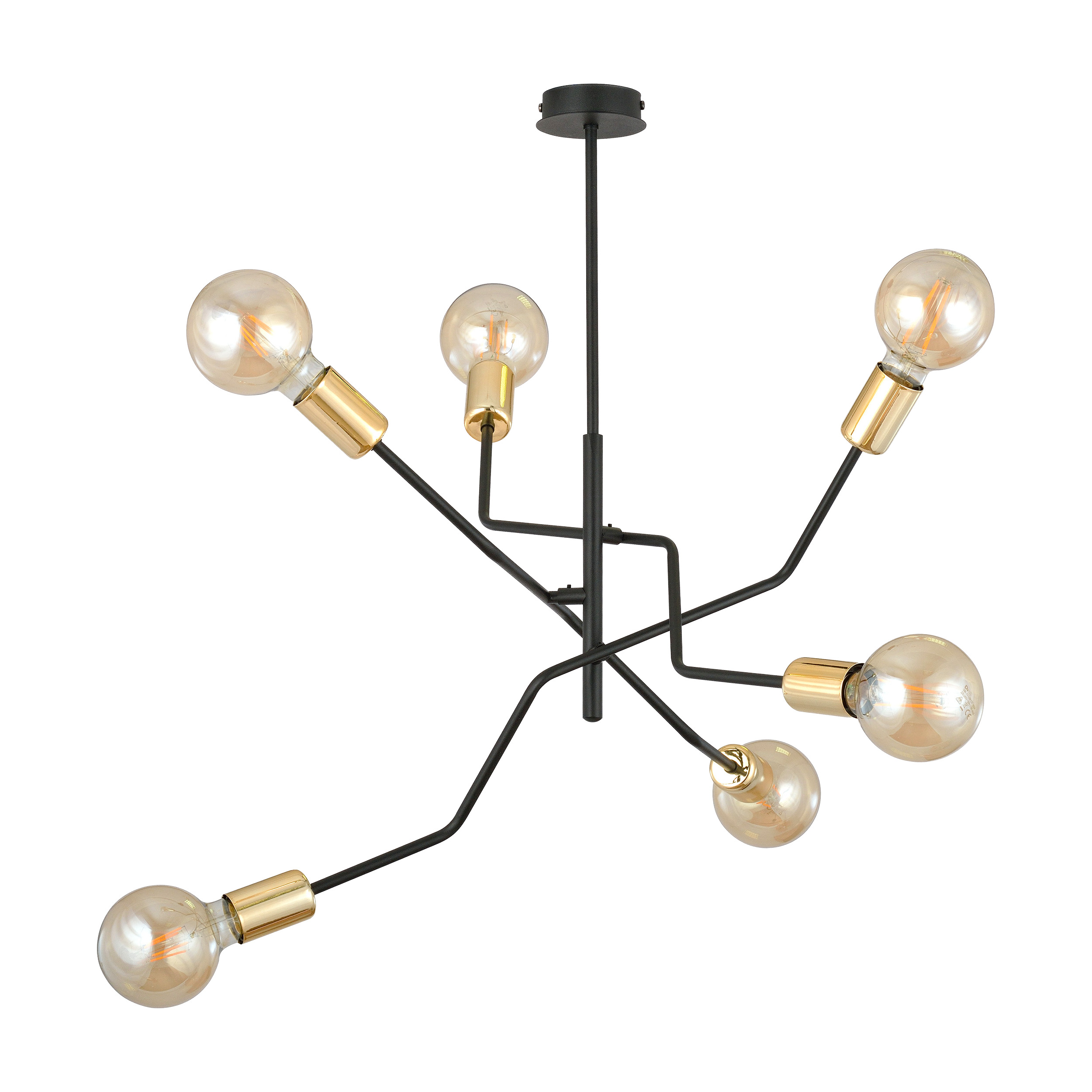 GIRO lampa wisząca, moc max.6x60W, E27, czarno-złota