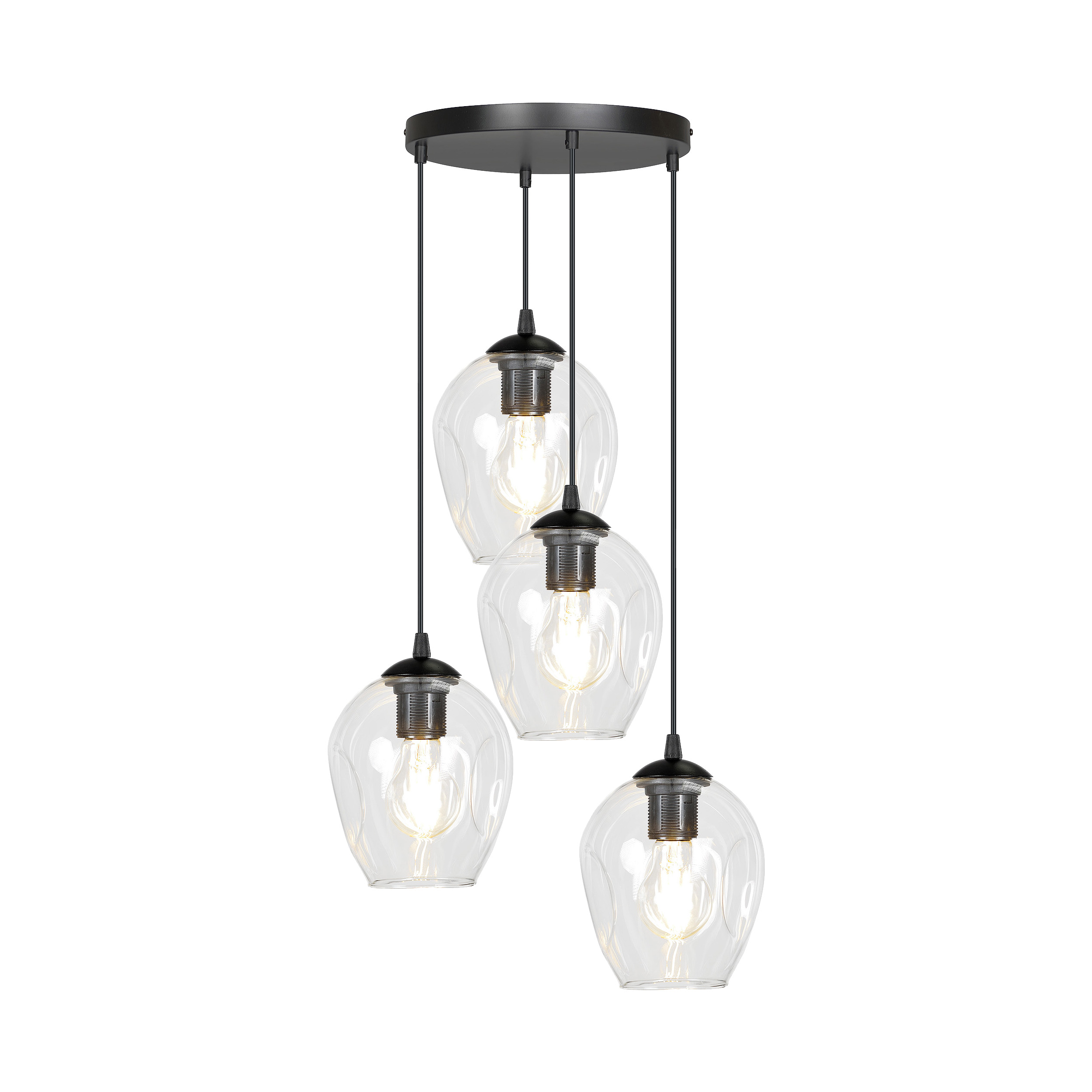 IRIS lampa wisząca, moc max.4x60W, E27, czarno-transparentna