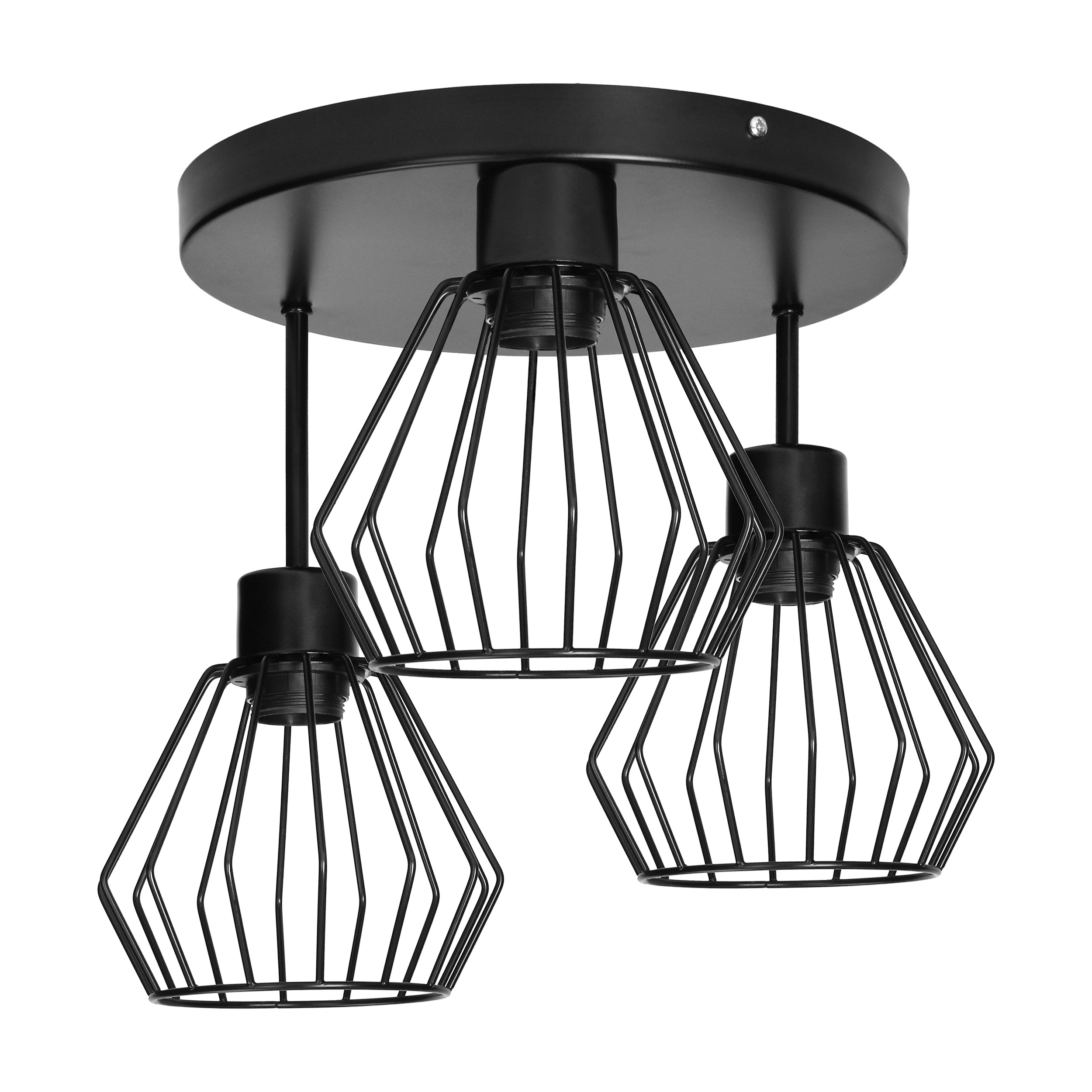 PINO oprawa ścienno-sufitowa, moc max. 3x60W, E27, czarna, podstawa okrągła, wielopoziomowa, stałe głowice lampy