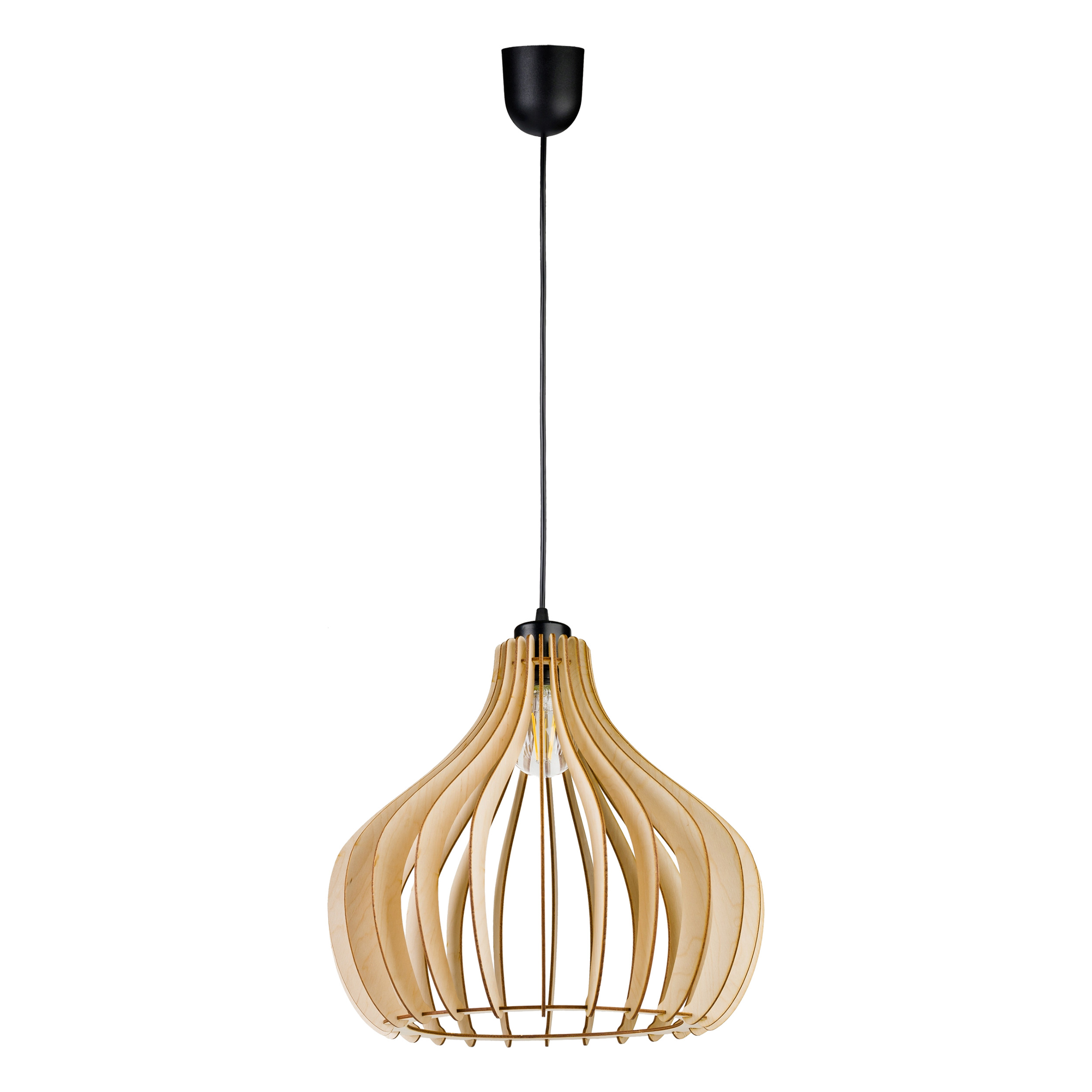YASIN 400 lampa wisząca, moc max. 1x60W, E27, czarna, drewno