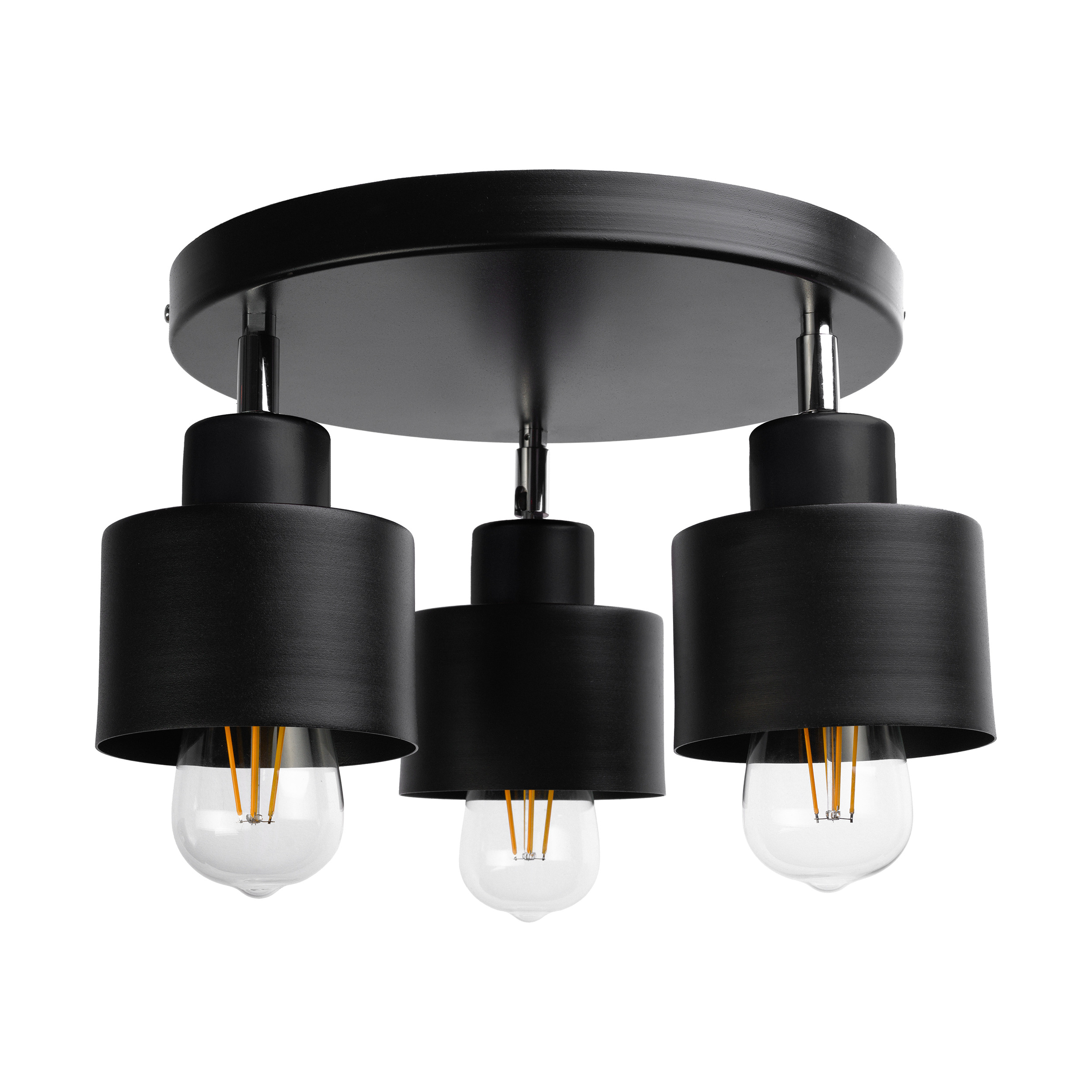 LISA oprawa ścienno-sufitowa, moc max. 3x60W, E27, czarna, podstawa okrągła, jednopoziomowa, ruchome głowice lampy