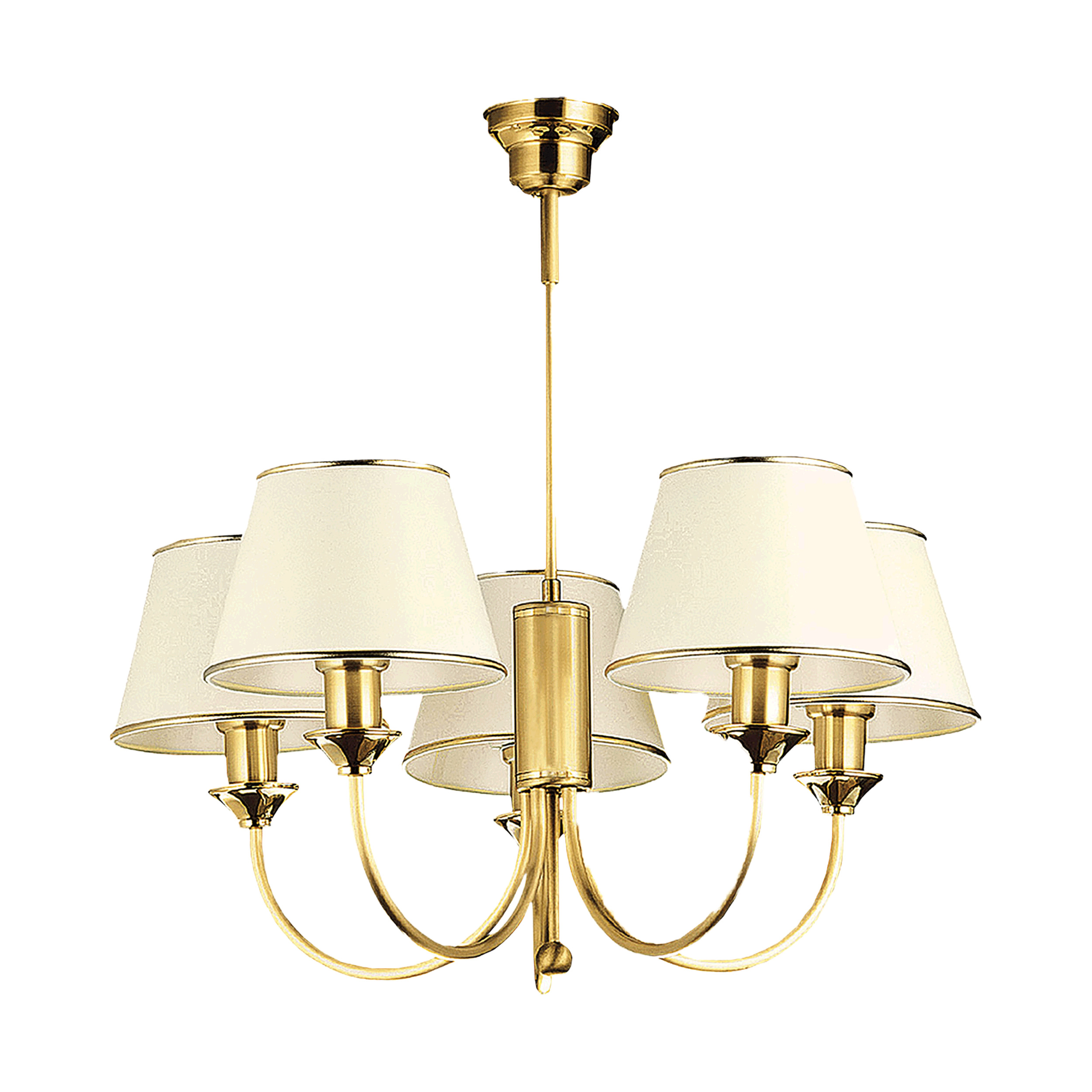 TESALIA 5P, lampa wisząca, 5xE27, max 5x60W, mosiądz, złoty, abażur ecrie