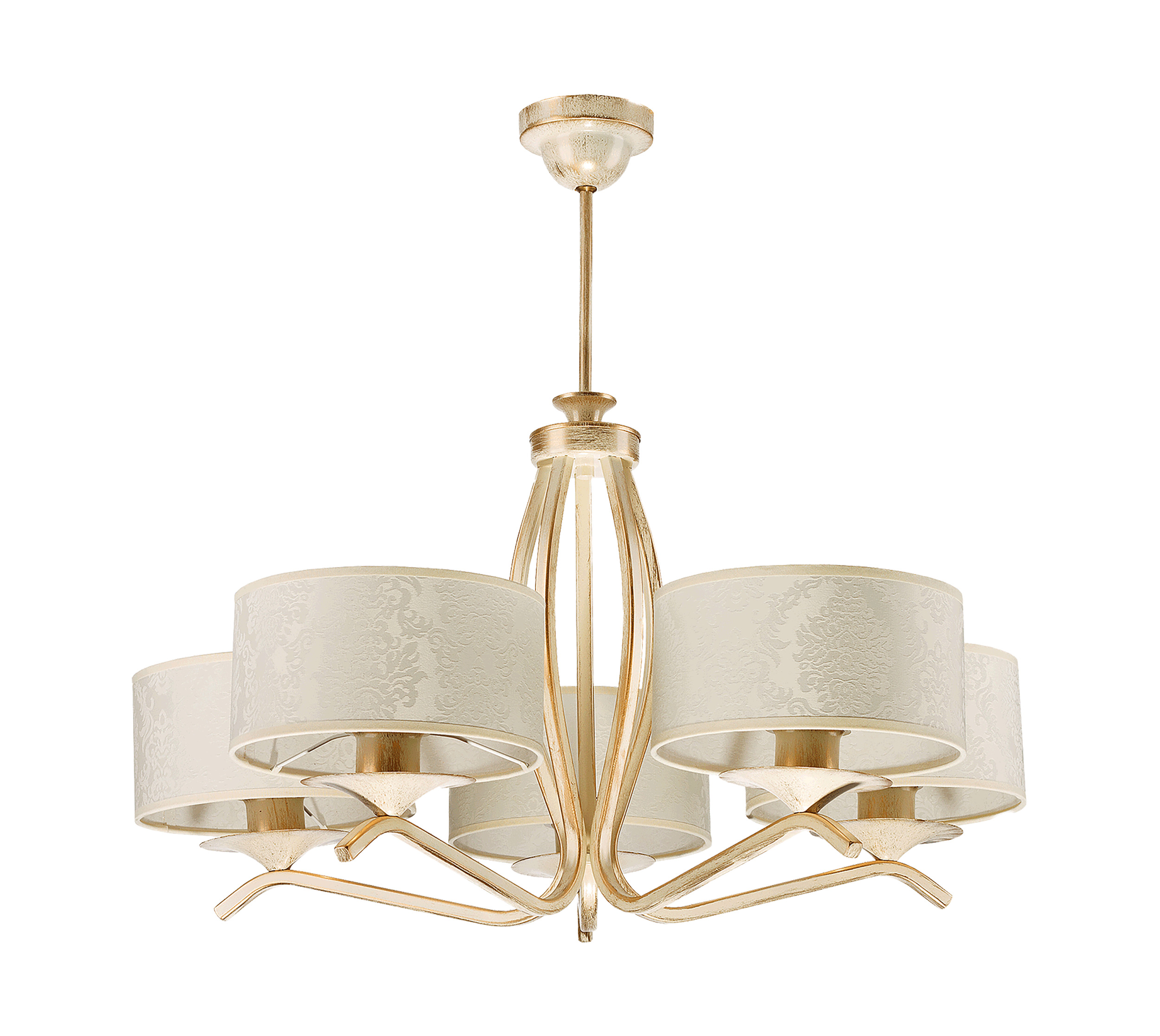 ARCADIA 5P, lampa wisząca, 5xE27, max. 5x60W, metal, ecrie, abażur wzorzysty