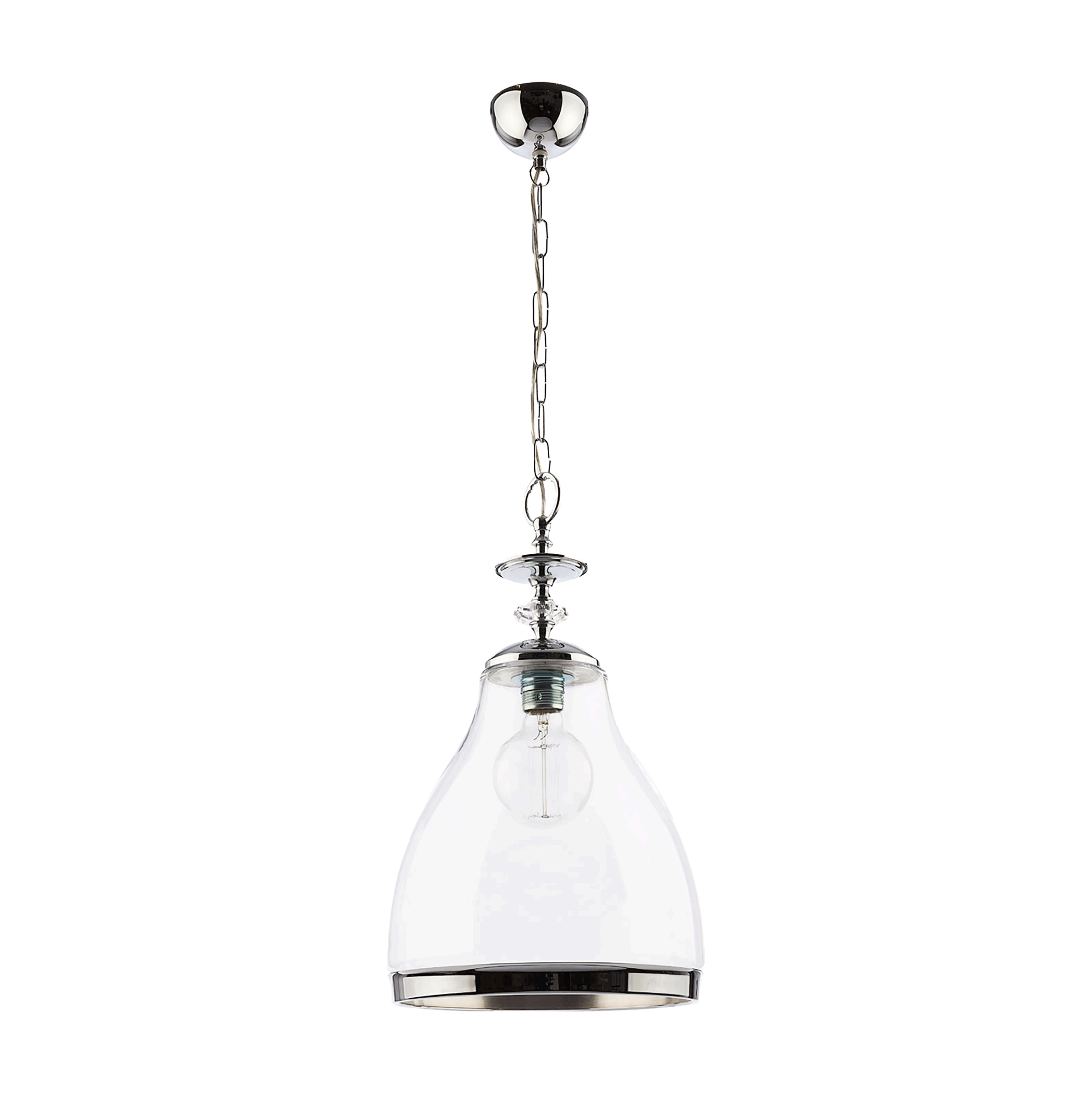 IKARIA 1P, lampa wisząca, E27 max 60W, metal, chrom, klosz szklany tansparentny