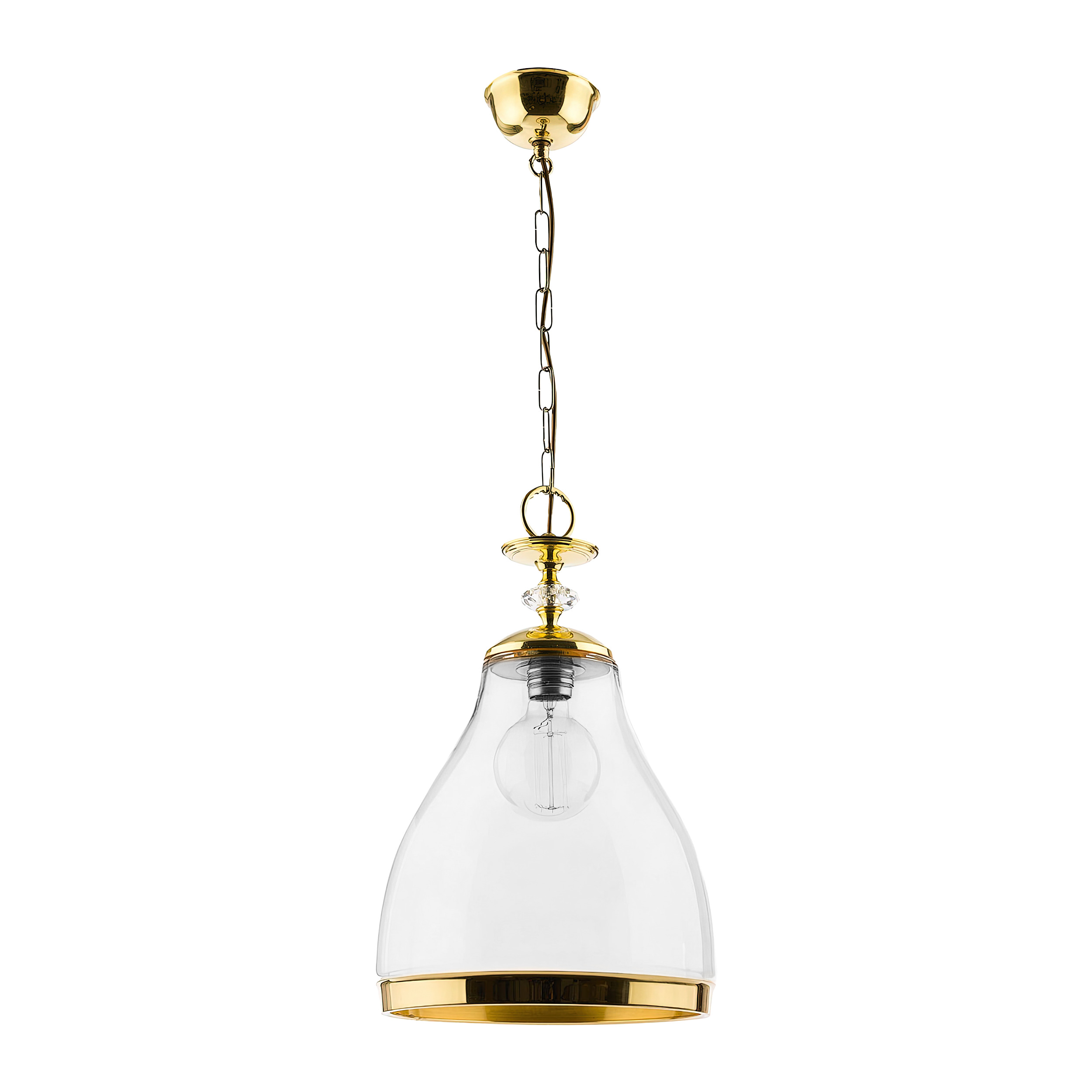 IKARIA 1P, lampa wisząca, E27 max. 60W, metal, mosiądz, klosz szklany transparentny