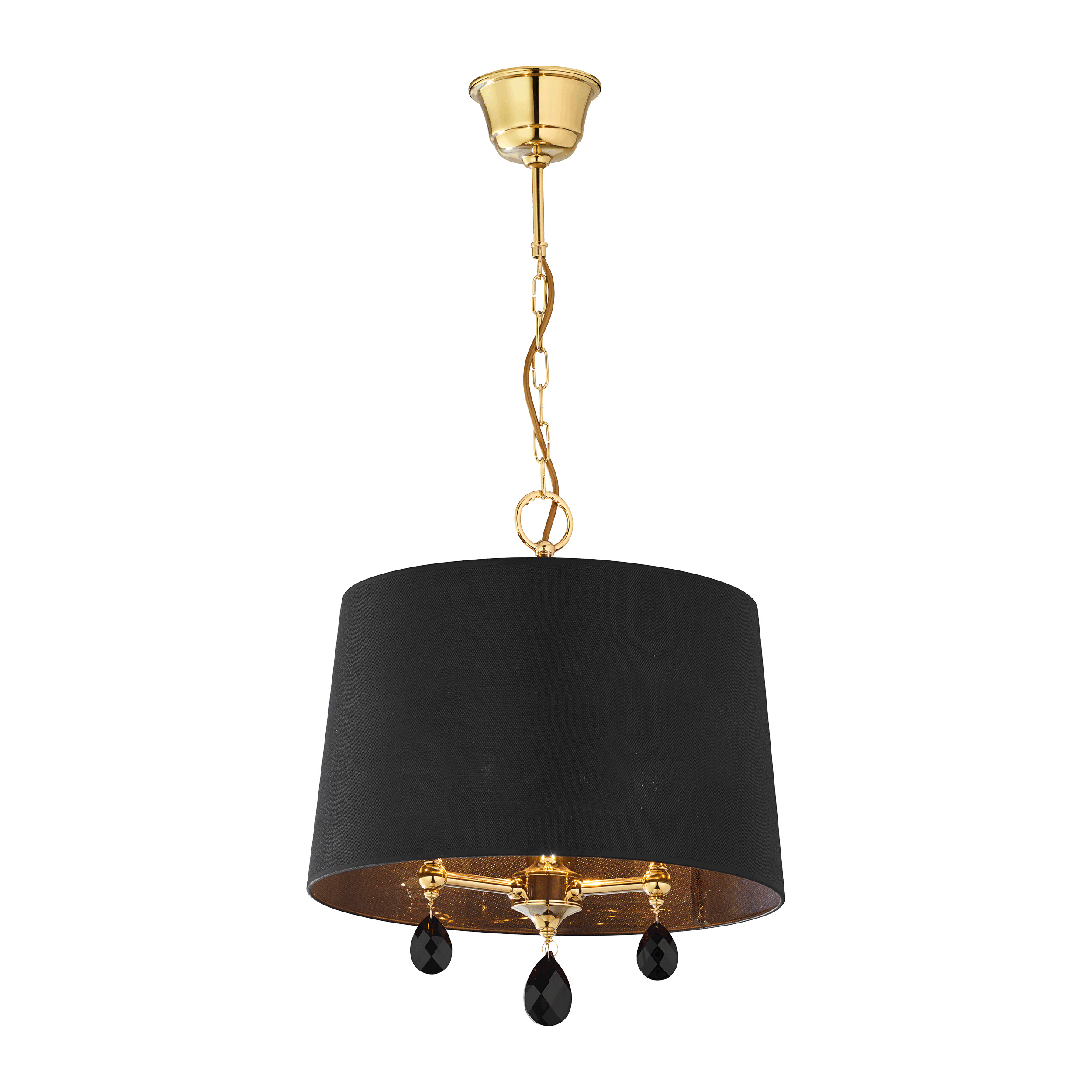 ACHAJA 3P, lampa wisząca, 3xE27, max. 3x60W, metal, mosiądz, abażur czarny duży