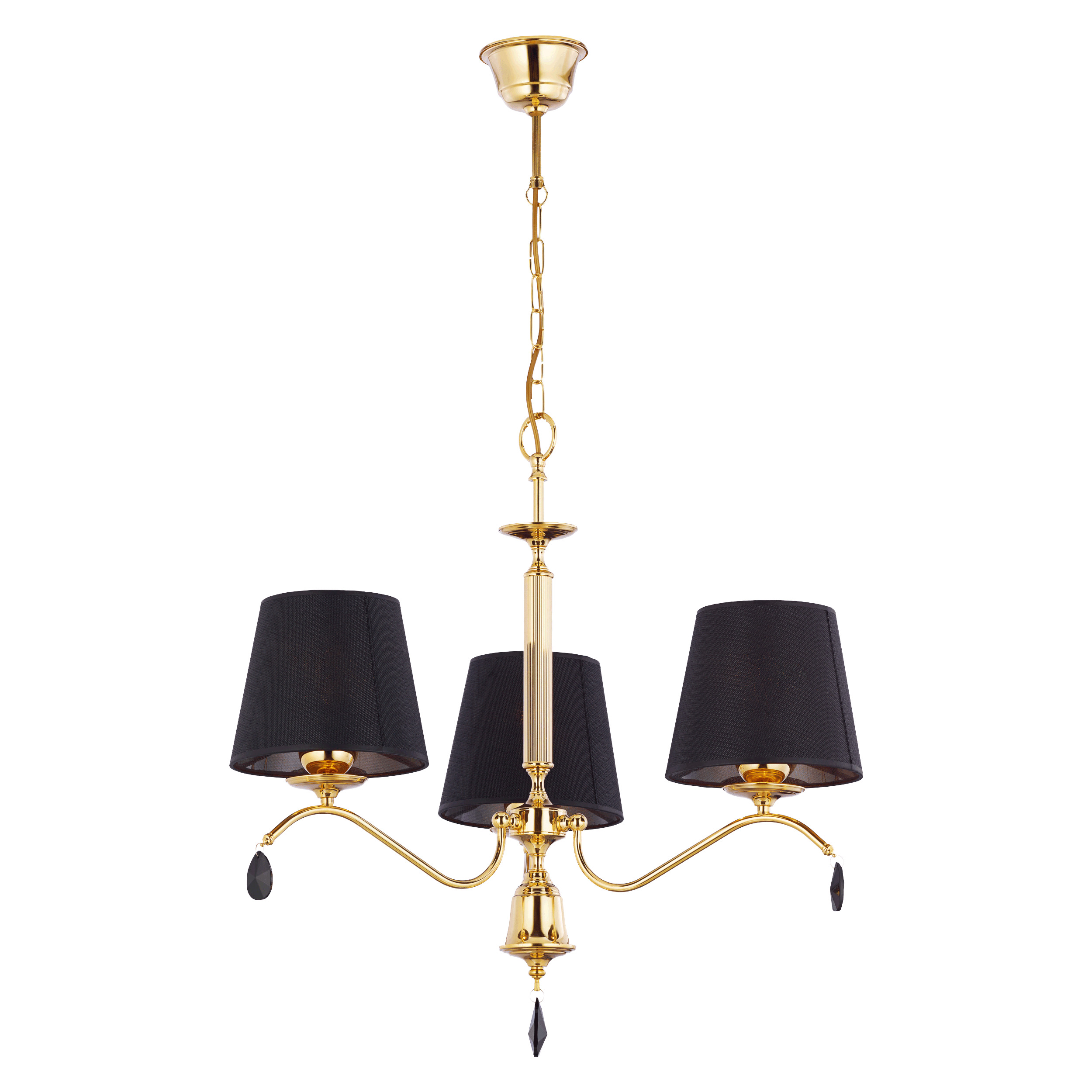 ACHAJA 3P, lampa wisząca, 3xE27, max. 3x60W, metal, mosiądz, abażur czarny