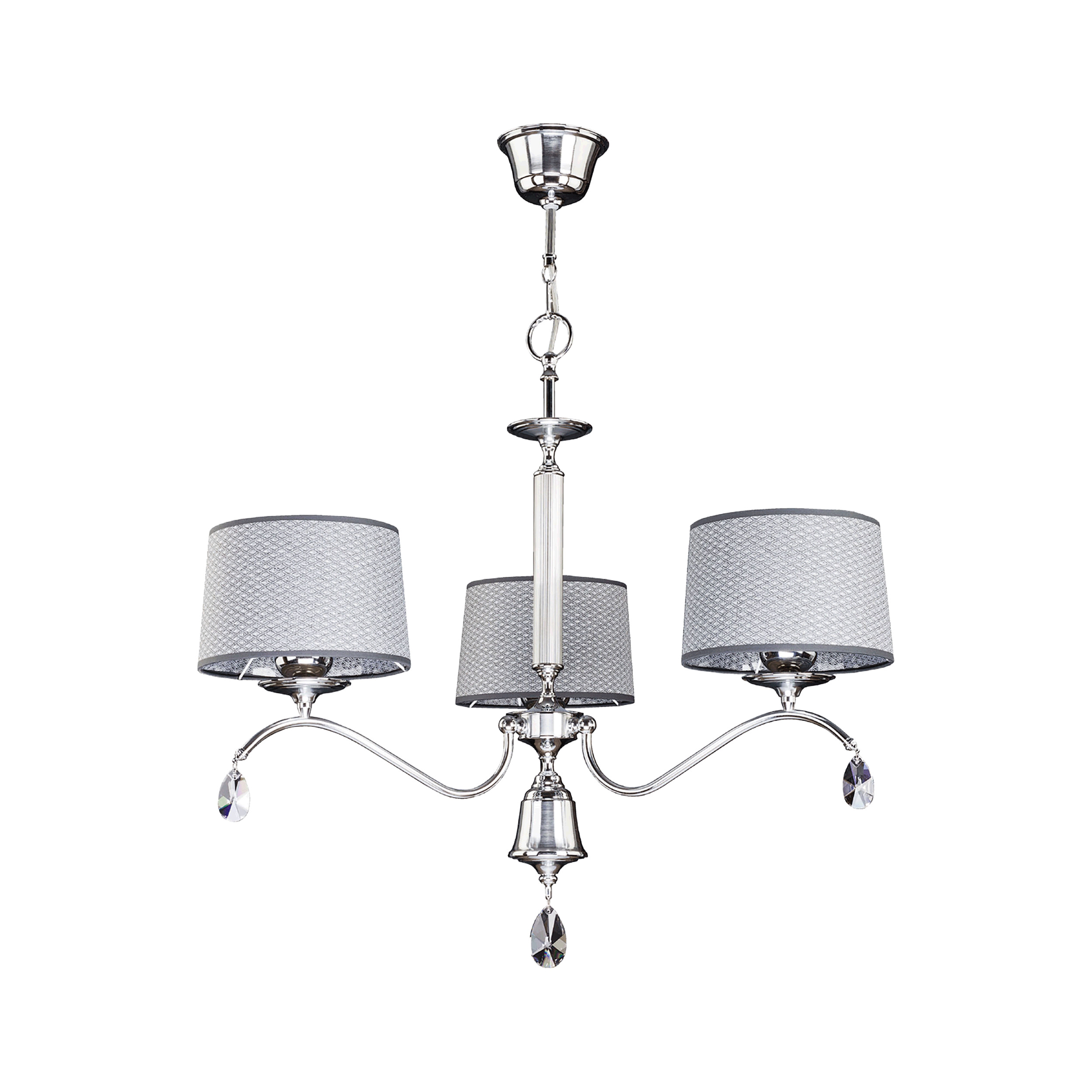 ACHAJA 3P, lampa wisząca, 3xE27, max. 3x60W, metal, chrom, abażur szary