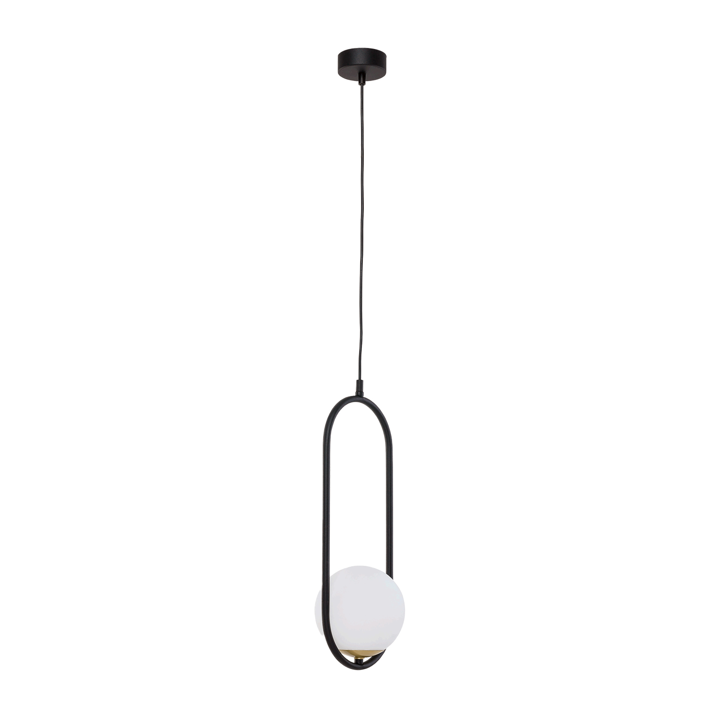MILOS 1P, lampa wisząca, E14 max. 40W, metal, czarny, klosz szklany