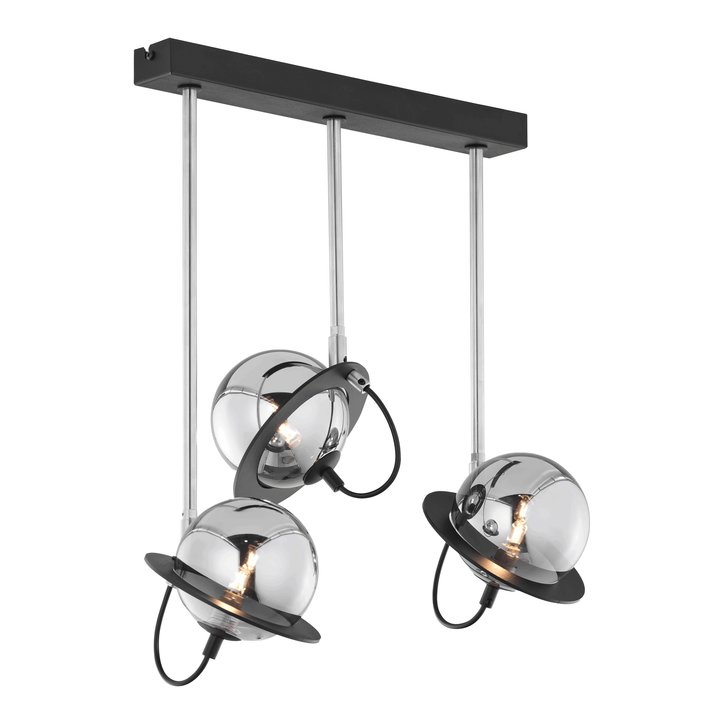 OTRIS 3P, lampa wisząca, 3xG9 LED, max. 3x12W, metal, czarny/nikiel, klosz szklany