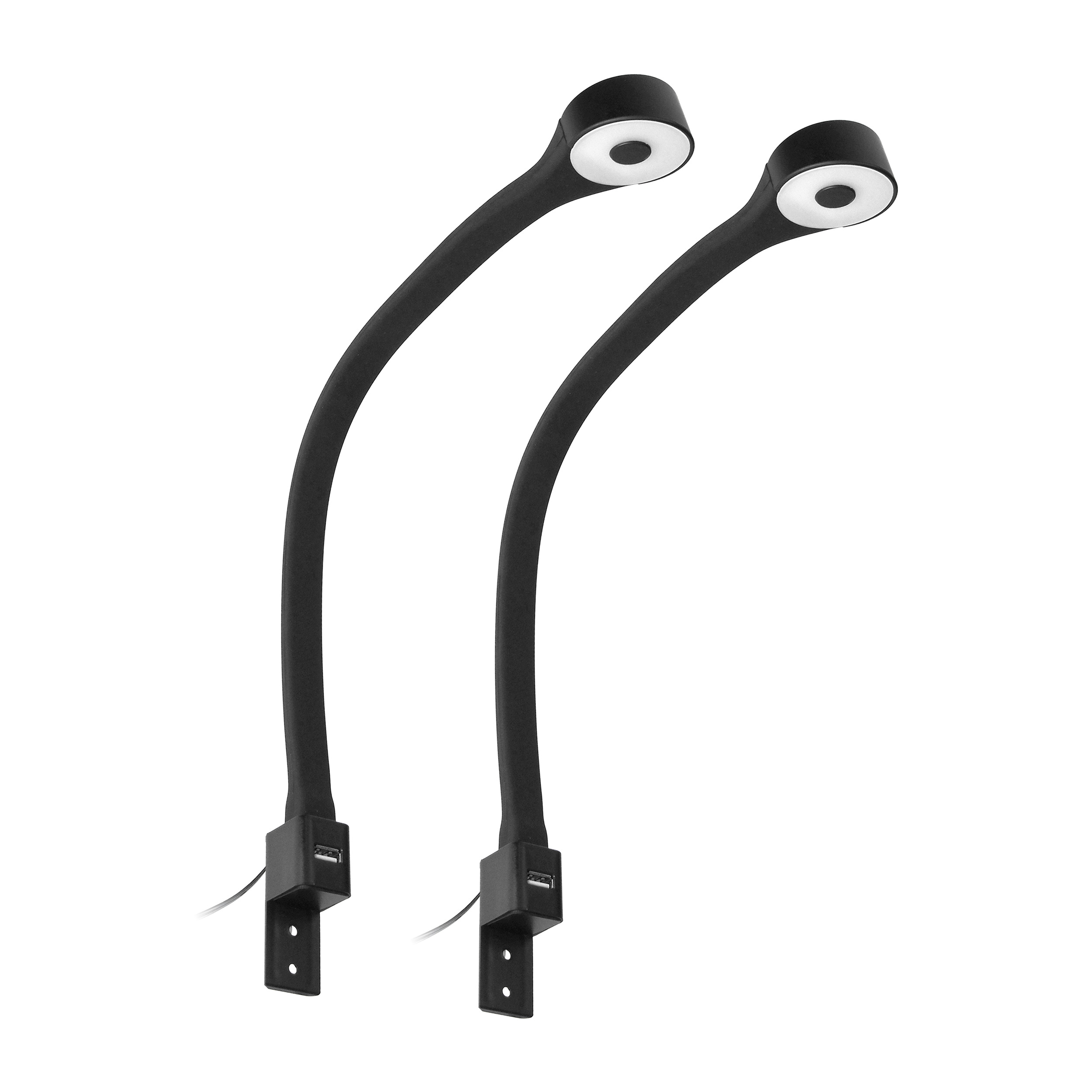 TEO zestaw 2 lampek nocnych LED, 2x1,8/7,5W, 4000K, z USB, czarny