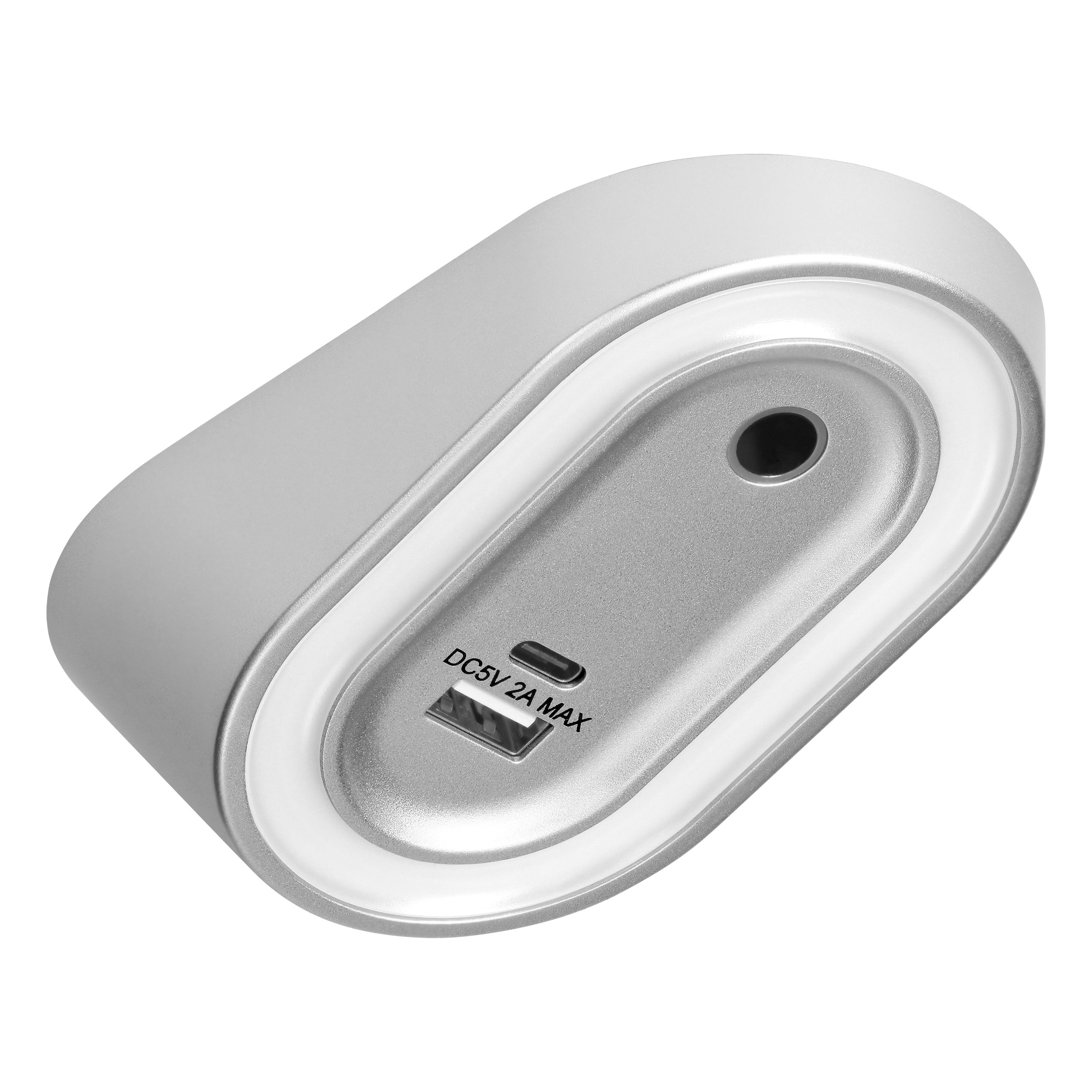 AGRA lampka podszafkowa LED 2,5W, 80lm, 4000K, z włącznikiem bezdotykowym i funkcją ładowania USB A+C, szara