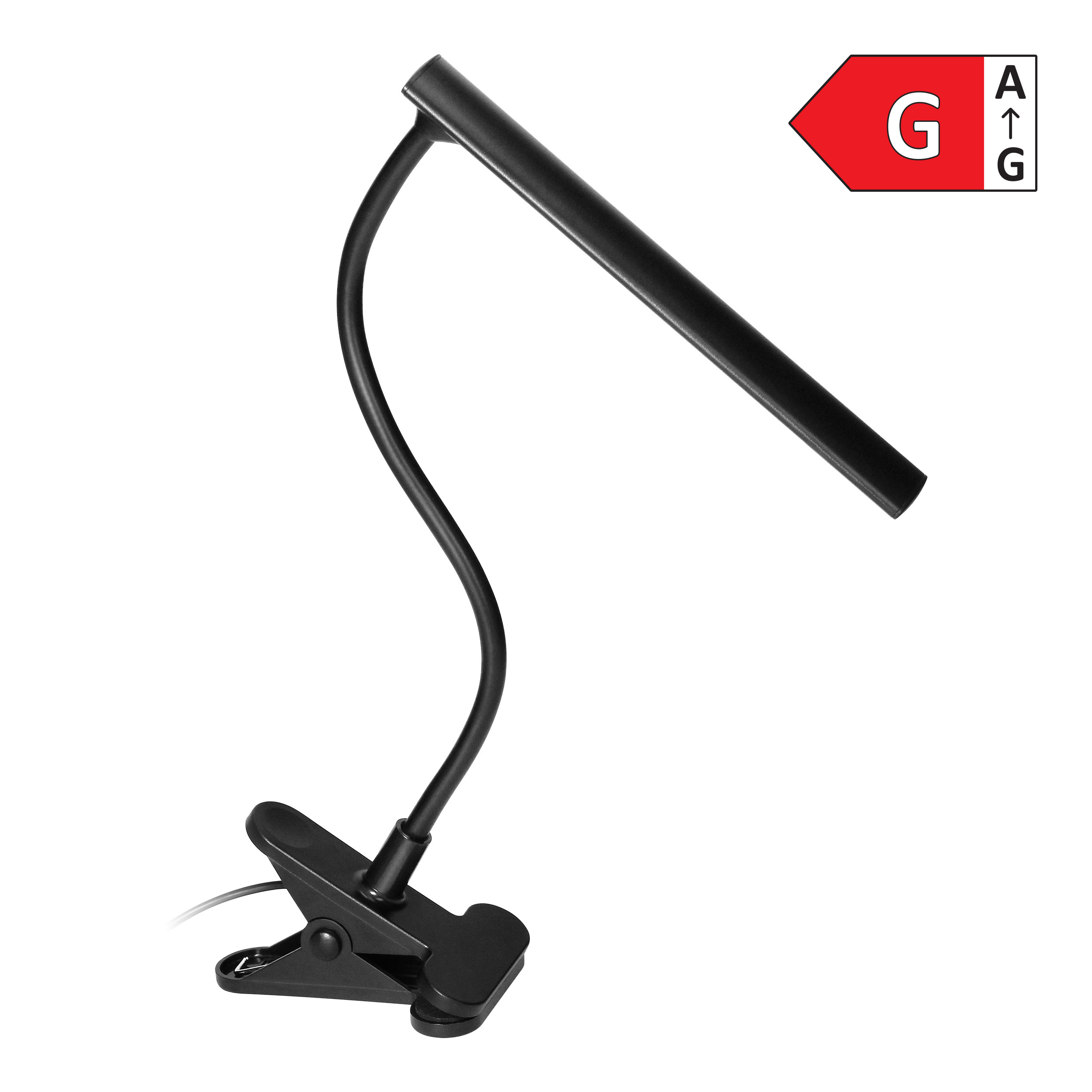 TERI LED, lampka biurkowa z klipsem, 5W, 260lm, 4000K, czarna