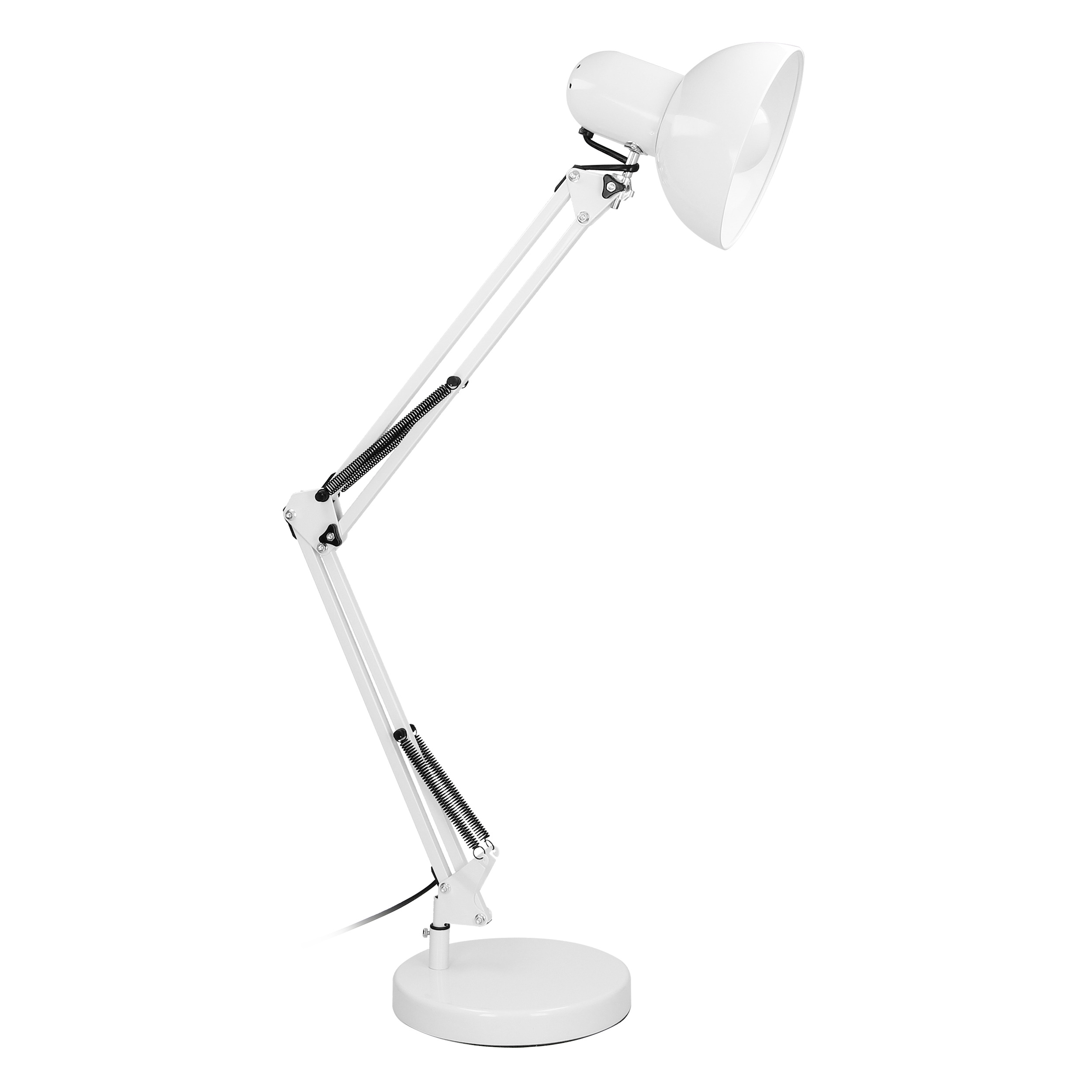 DEON, lampa biurkowa, 10W, E27, wysoka, stal, biała