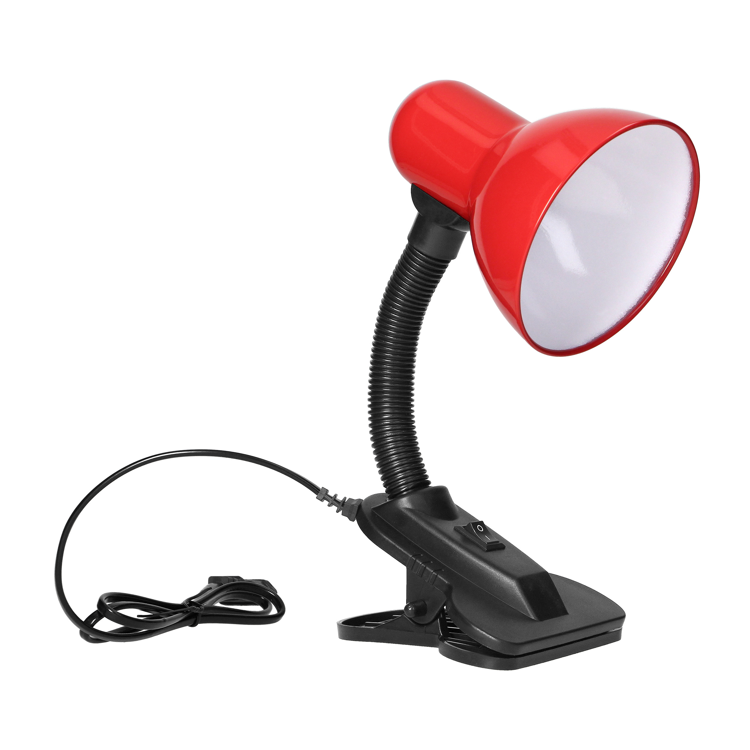 LATSA, lampa biurkowa z klipsem, 10W, E27, stal + tworzywo, czerwona