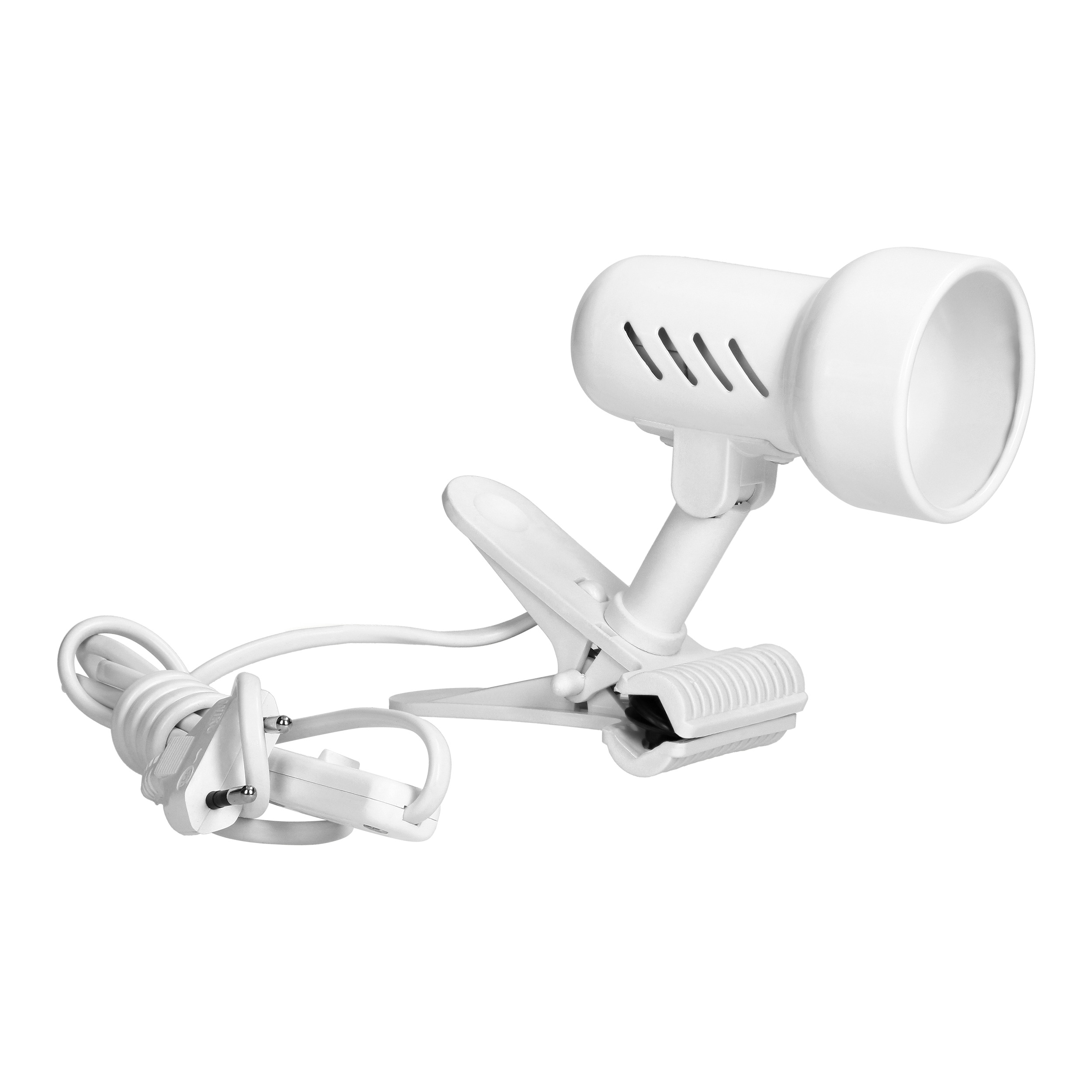 KELLY, lampa biurkowa z klipsem, 40W, E14, stal + tworzywo, biała