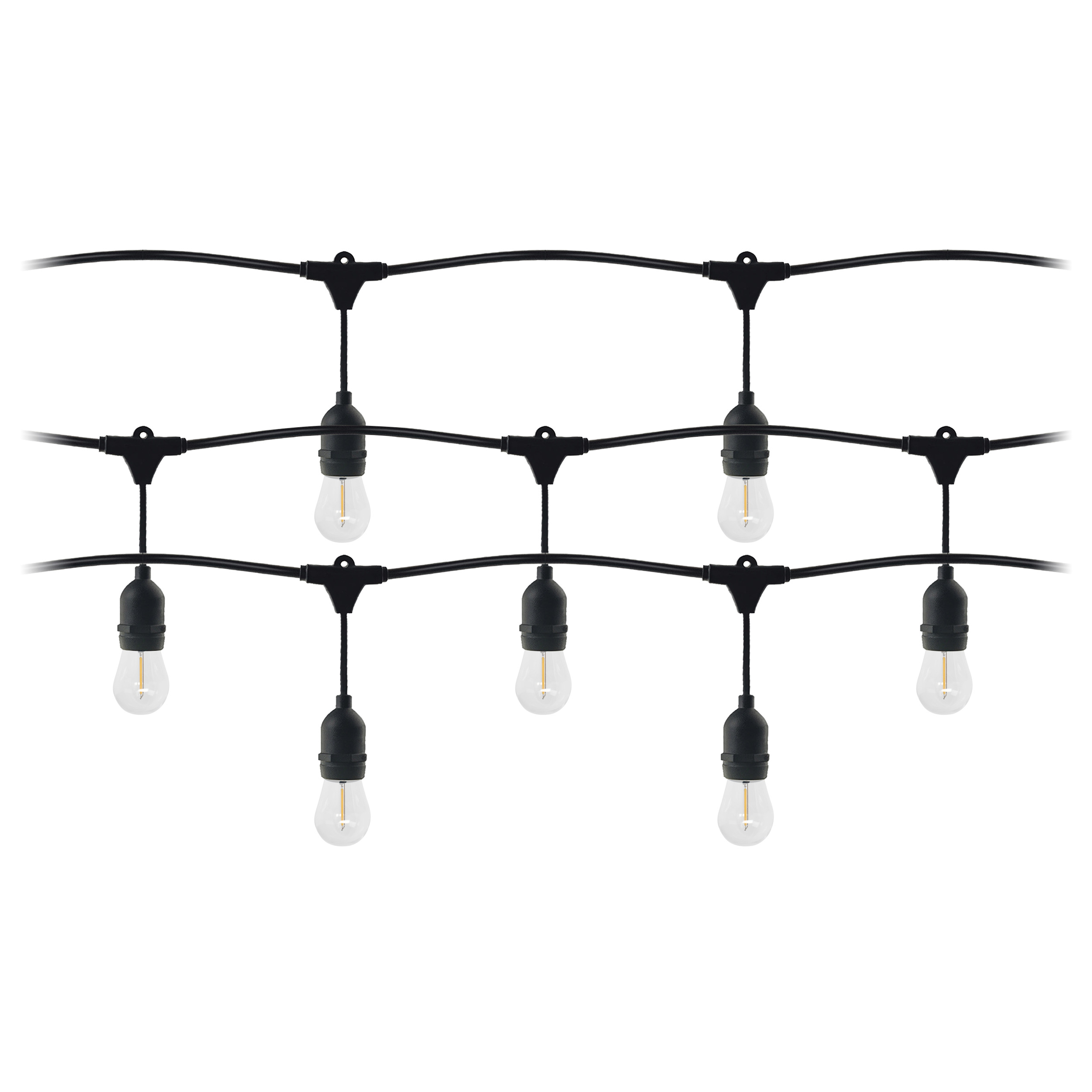 Zestaw girlanda oświetleniowa -1 sznur 15m (15 opraw) + 15 żarówek LED 1W E27, 3000K - ciepła + 1 żarówka gratis!