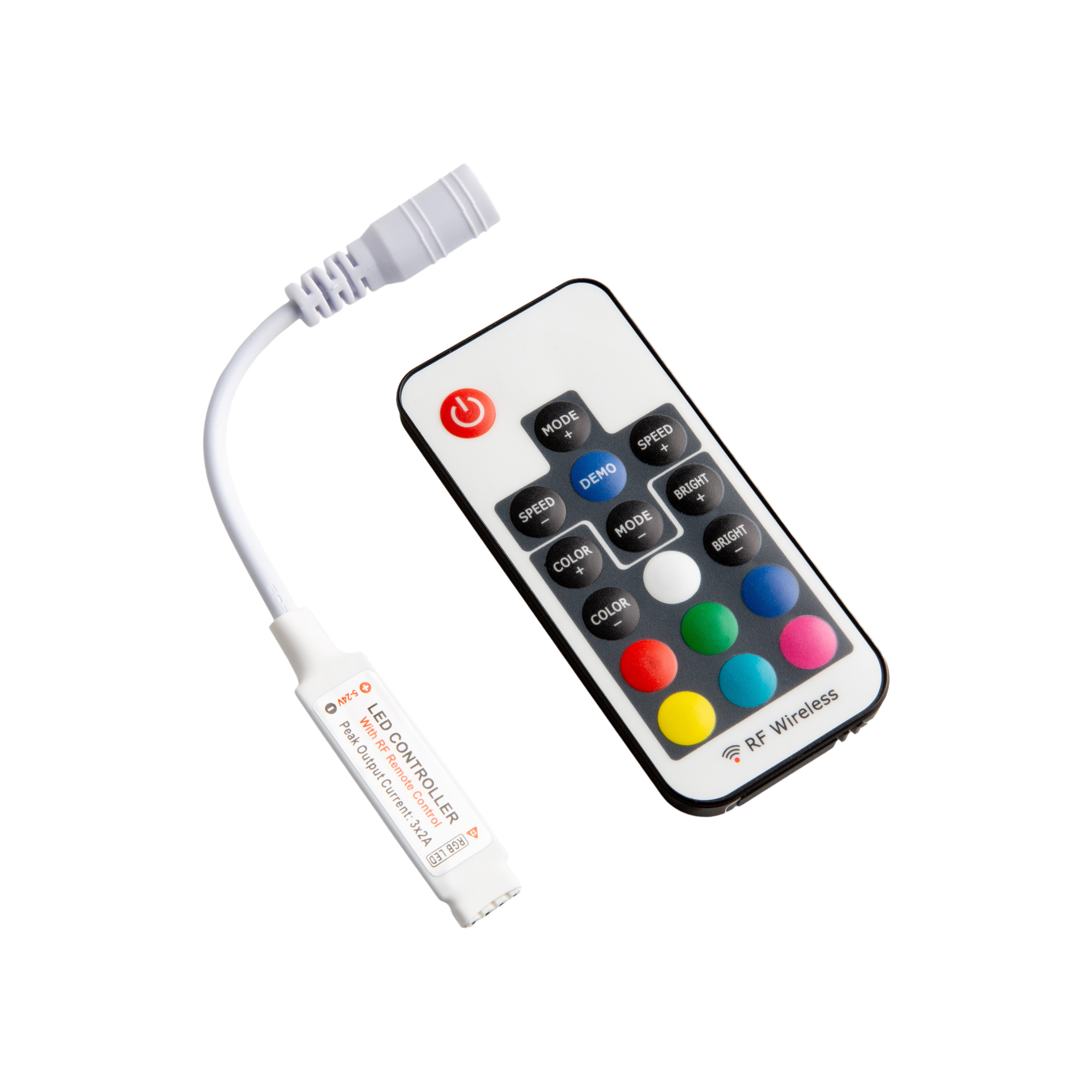Bezprzewodowy sterownik do taśm RGB (wielokolorowych taśm oświetleniowych LED) z pilotem 17 przyciskowym
