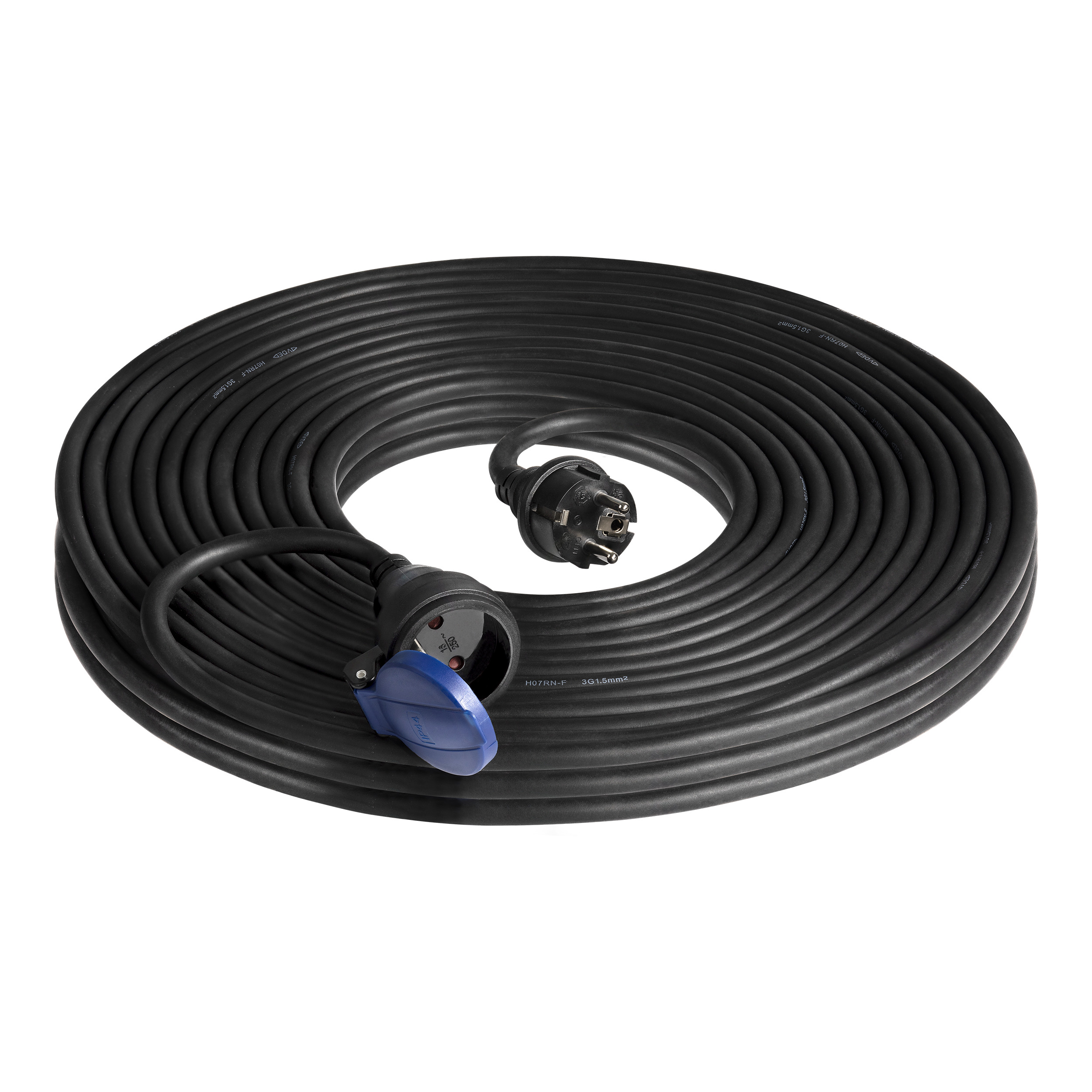 Przedłużacz warsztatowy bryzgoszczelny IP44, 1x2P+Z 30m, kabel gumowy olejoodporny H07RN-F 3x1,5mm?, 230VAC/16A