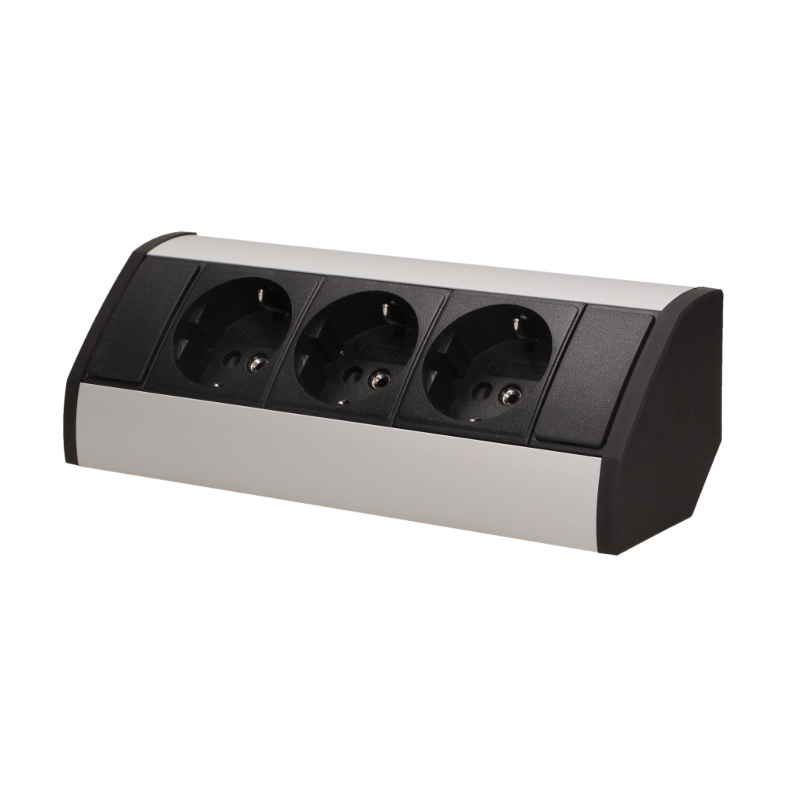Gniazdo meblowe 3x2P+Z, schuko, czarno-srebrne
