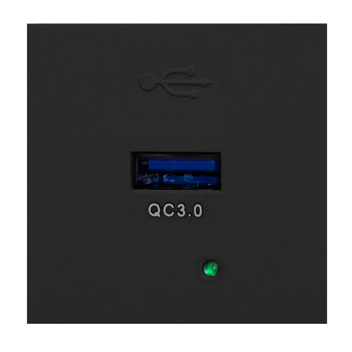 NOEN USBQ, port modułowy 45x45mm z ładowarką USB quick charge 3A/5V;2A/9V;1,5A/12V, czarny