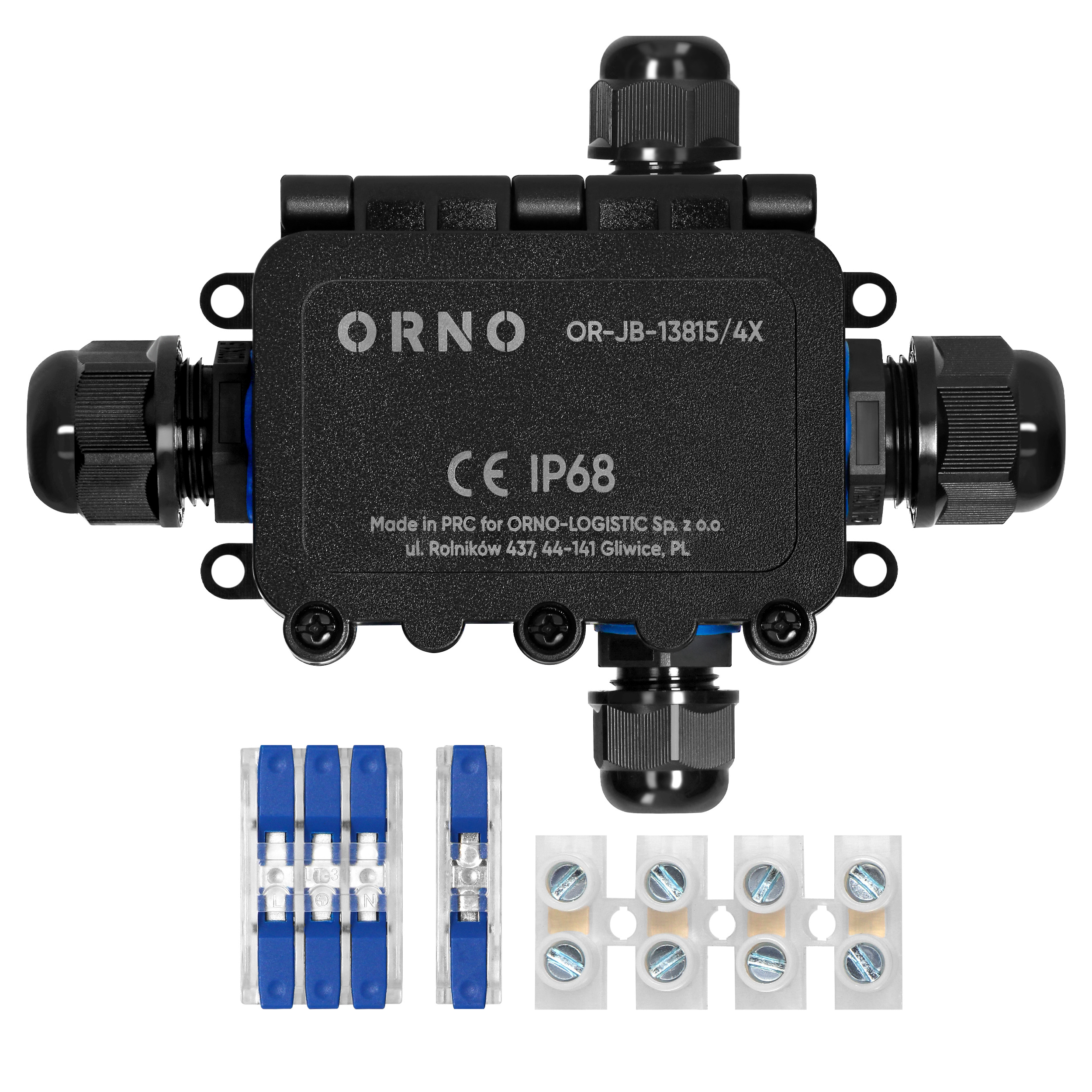Puszka n/t HD IP68, 0,75-4,0mm? ,2 dławnice M20, 2 dławnice M16, układ X