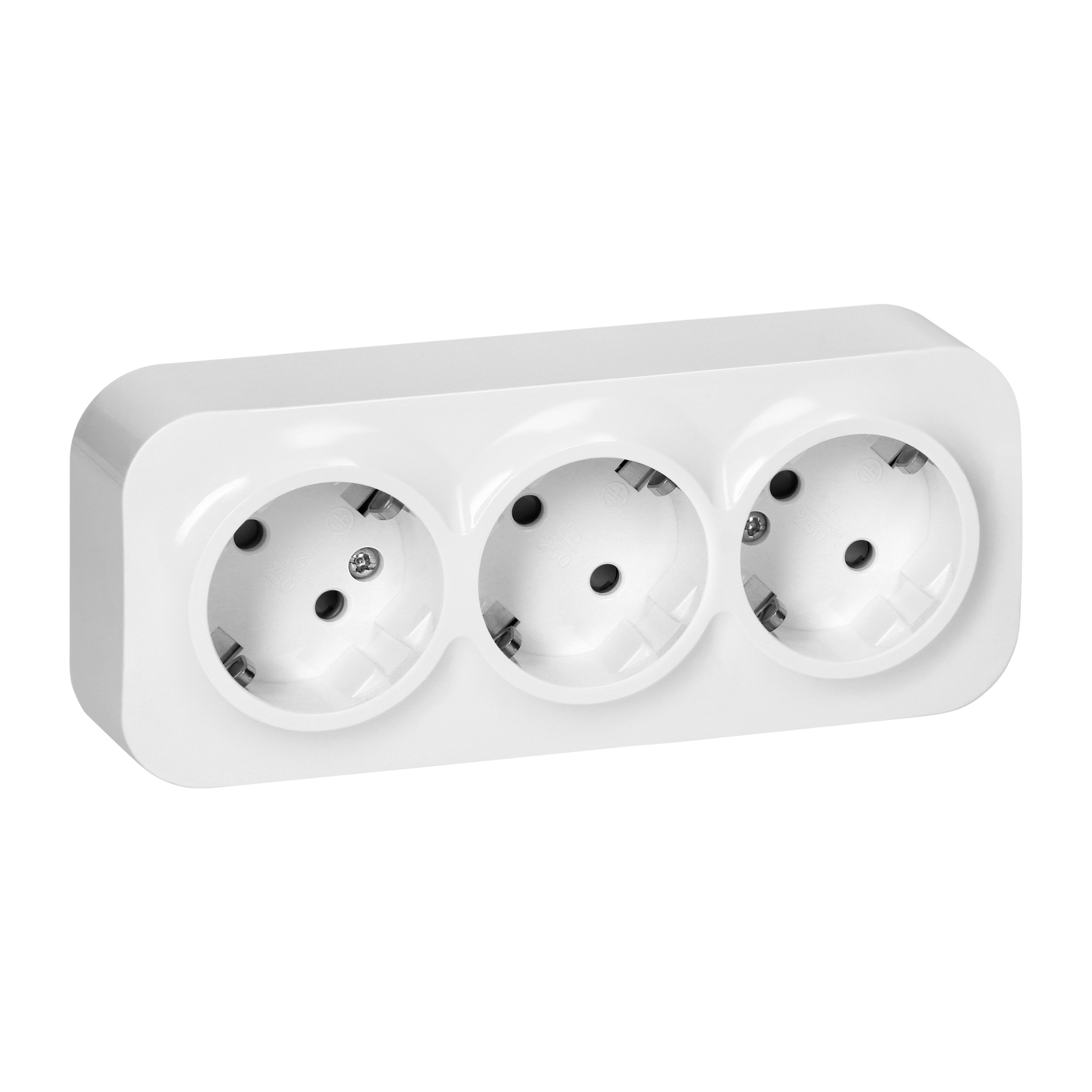 Gniazdo potrójne ToDo 2P+Z Schuko IP20, 16A, 230V AC, biały, 10 sztuk