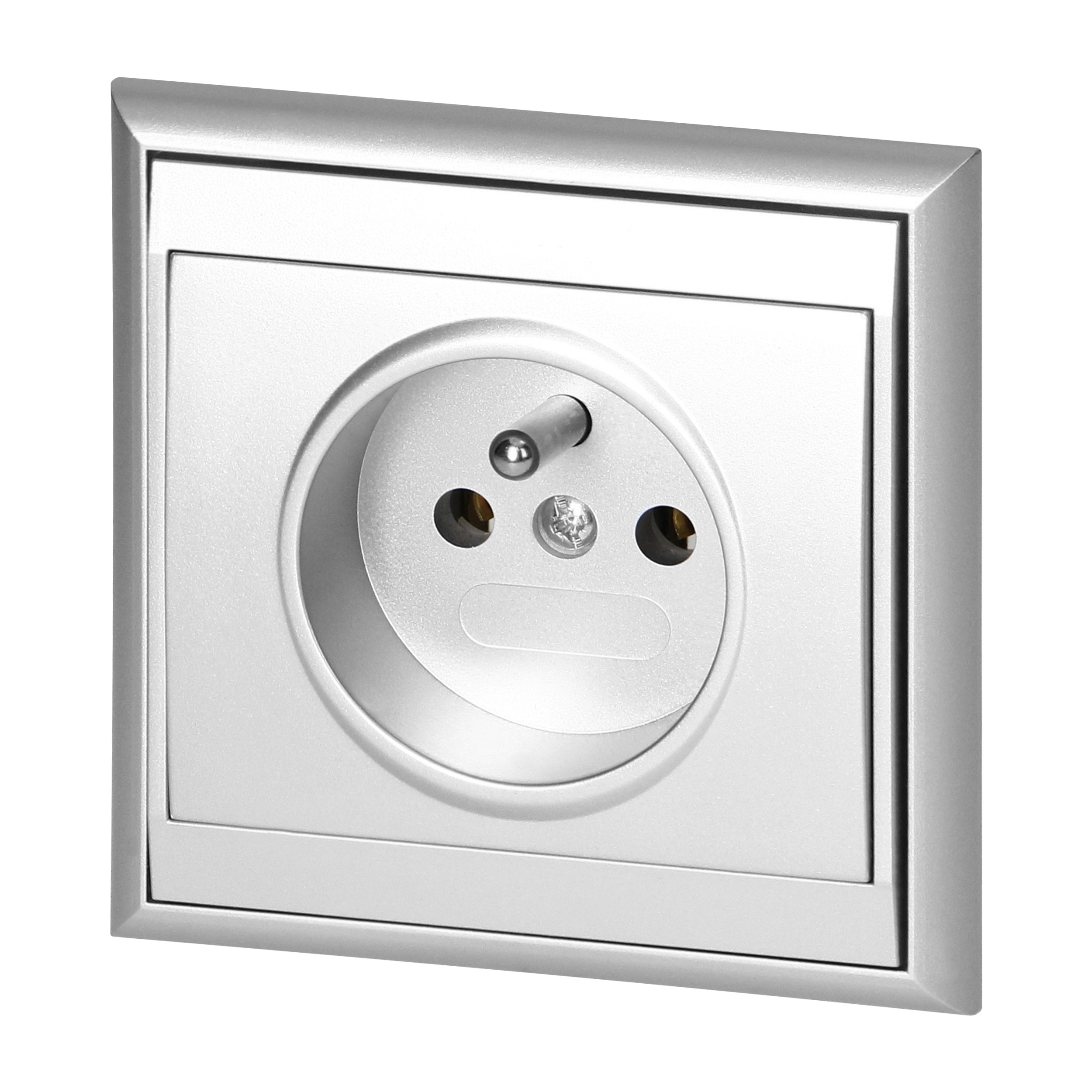 Gniazdo pojedyncze p/t 2P+Z Luna, 16A, 250V, PT-16L, srebrny