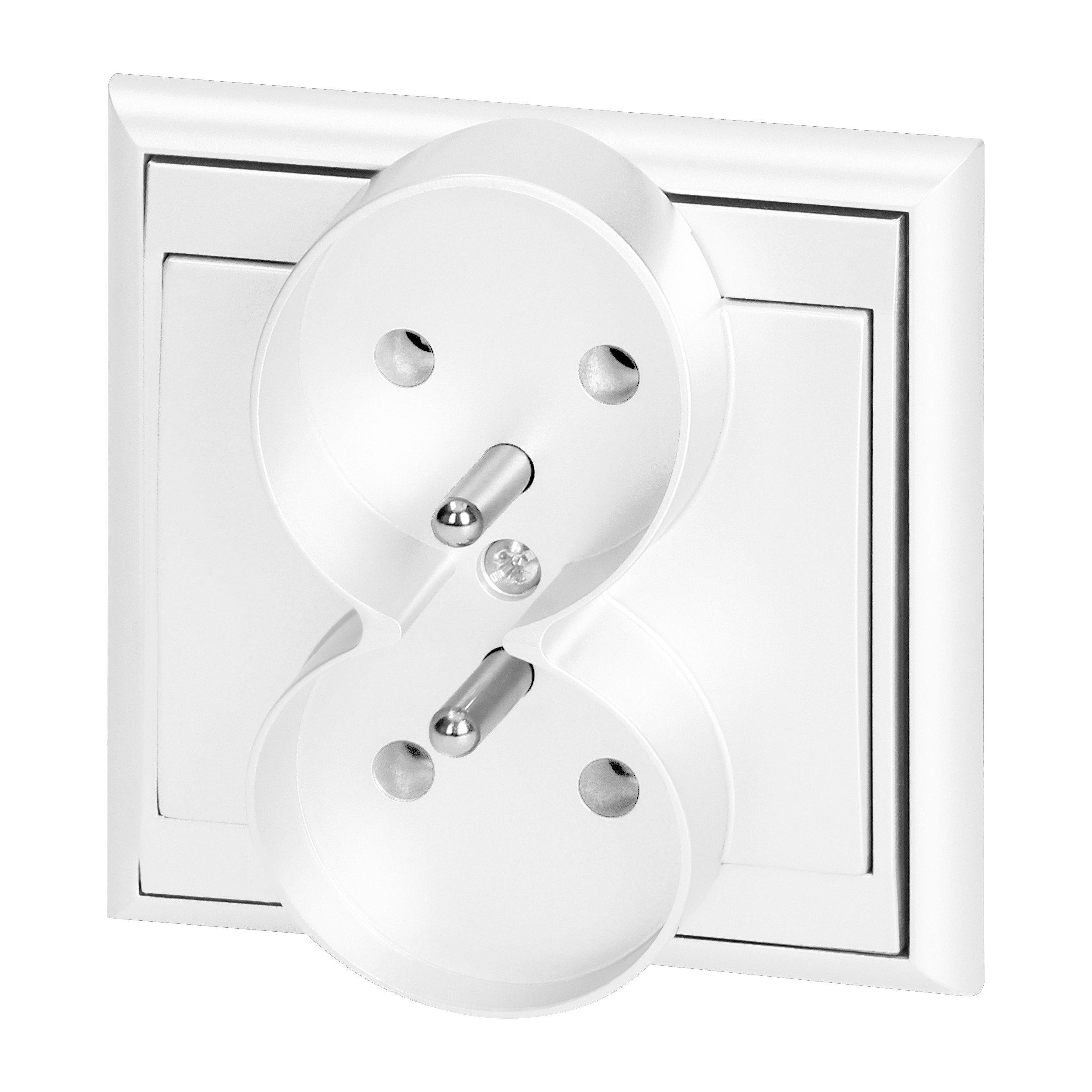 Gniazdo podwójne p/t 2x2P+Z Luna, 16A, 250V, PT-6LR, biały