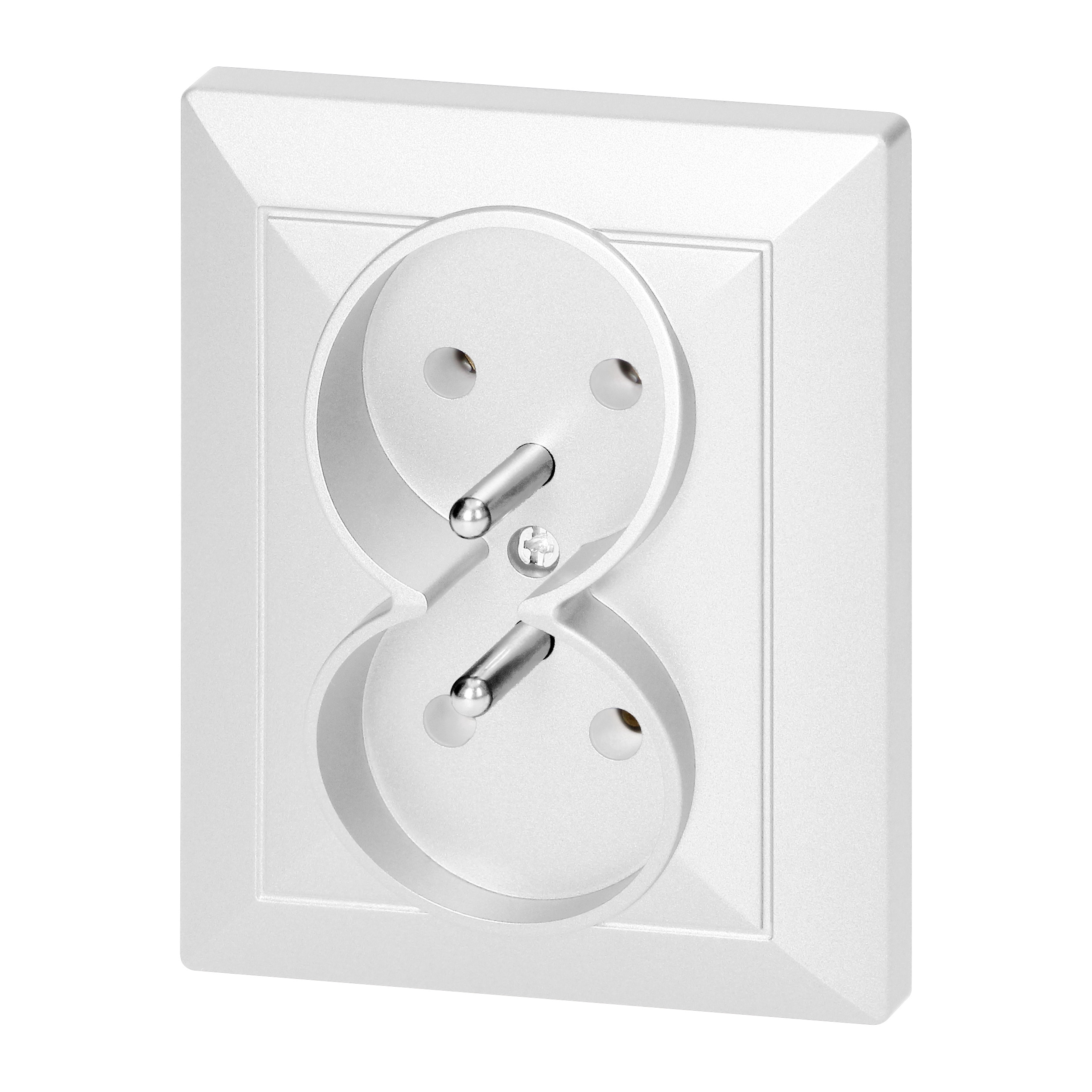 Gniazdo podwójne p/t 2x2P+Z Pearl, 16A, 250V, PT-6 P, biały