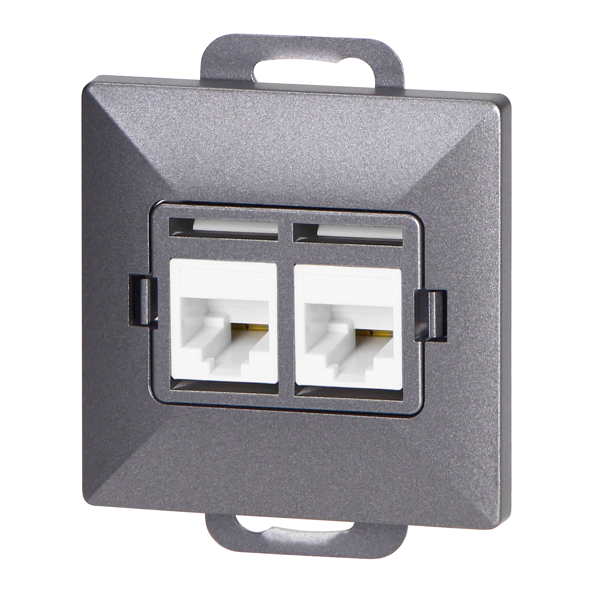 Gniazdo 2xRJ45 Cat5 Pearl, RJ45-5CAT/P2, antracyt